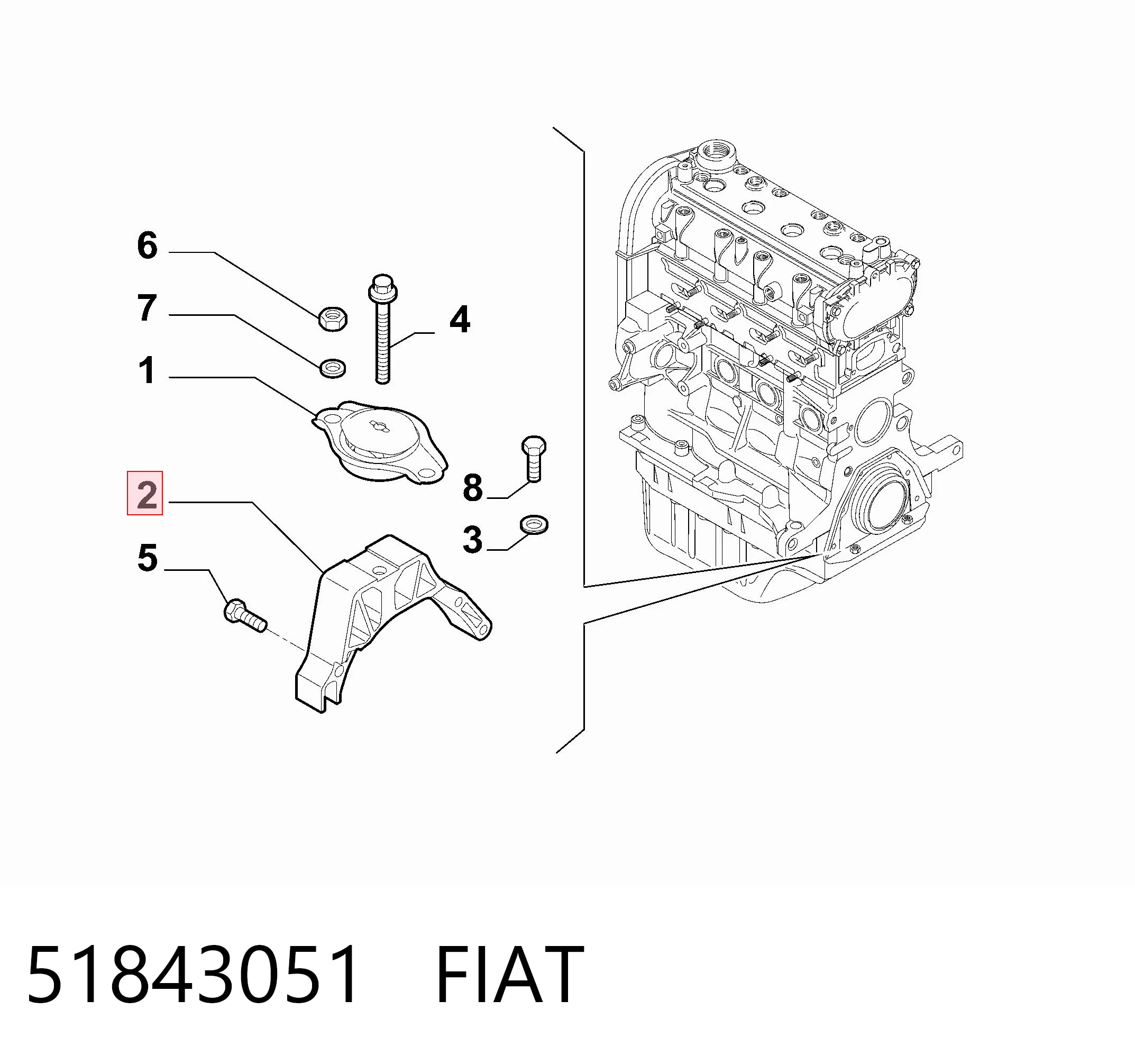 Poduszka (podpora) silnika lewa do Fiat Panda II 169A