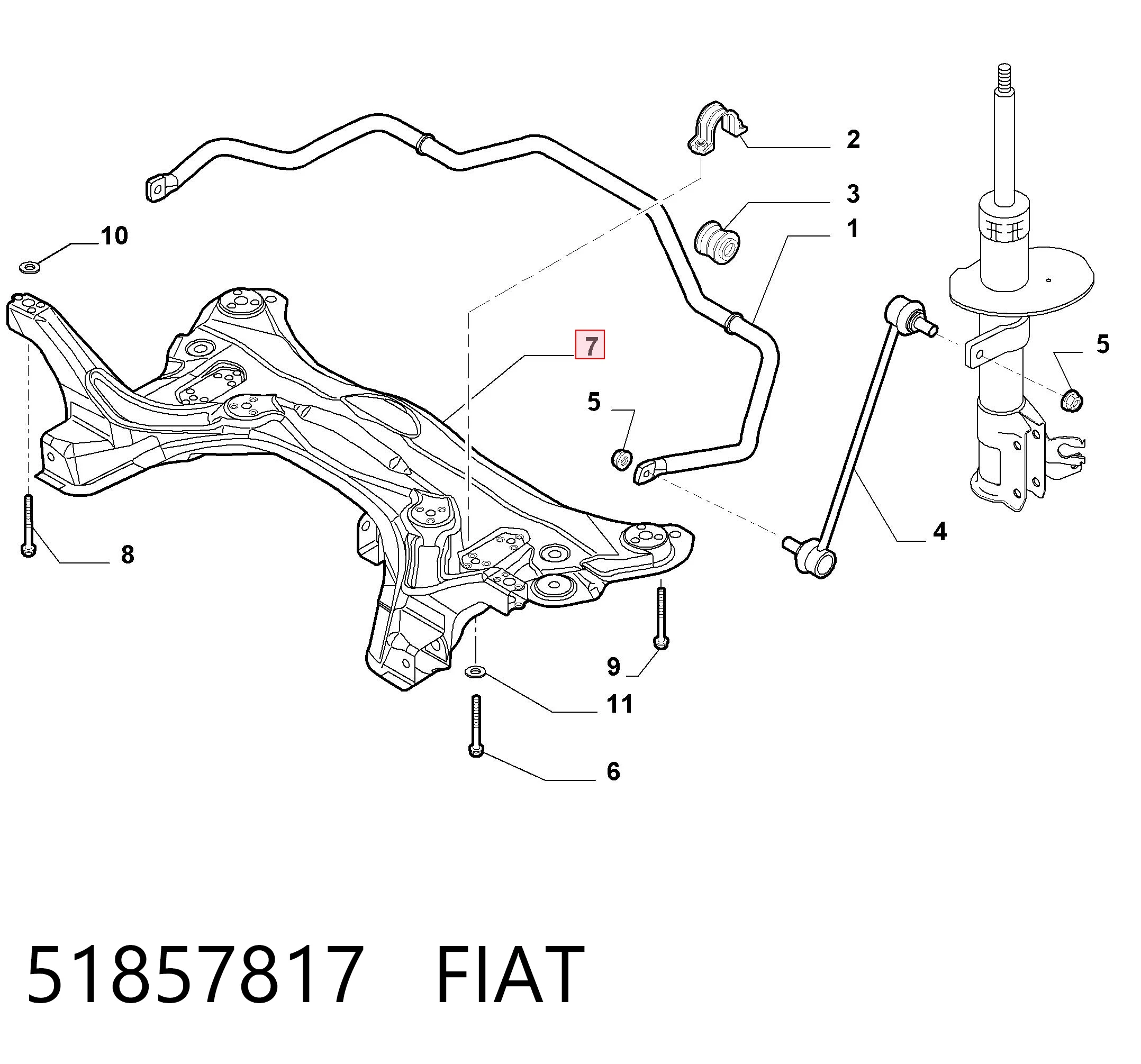 Korpus osi przedniej Fiat Panda II hatchback (169A) (2003 - 2013) cena, od 218,97 USD