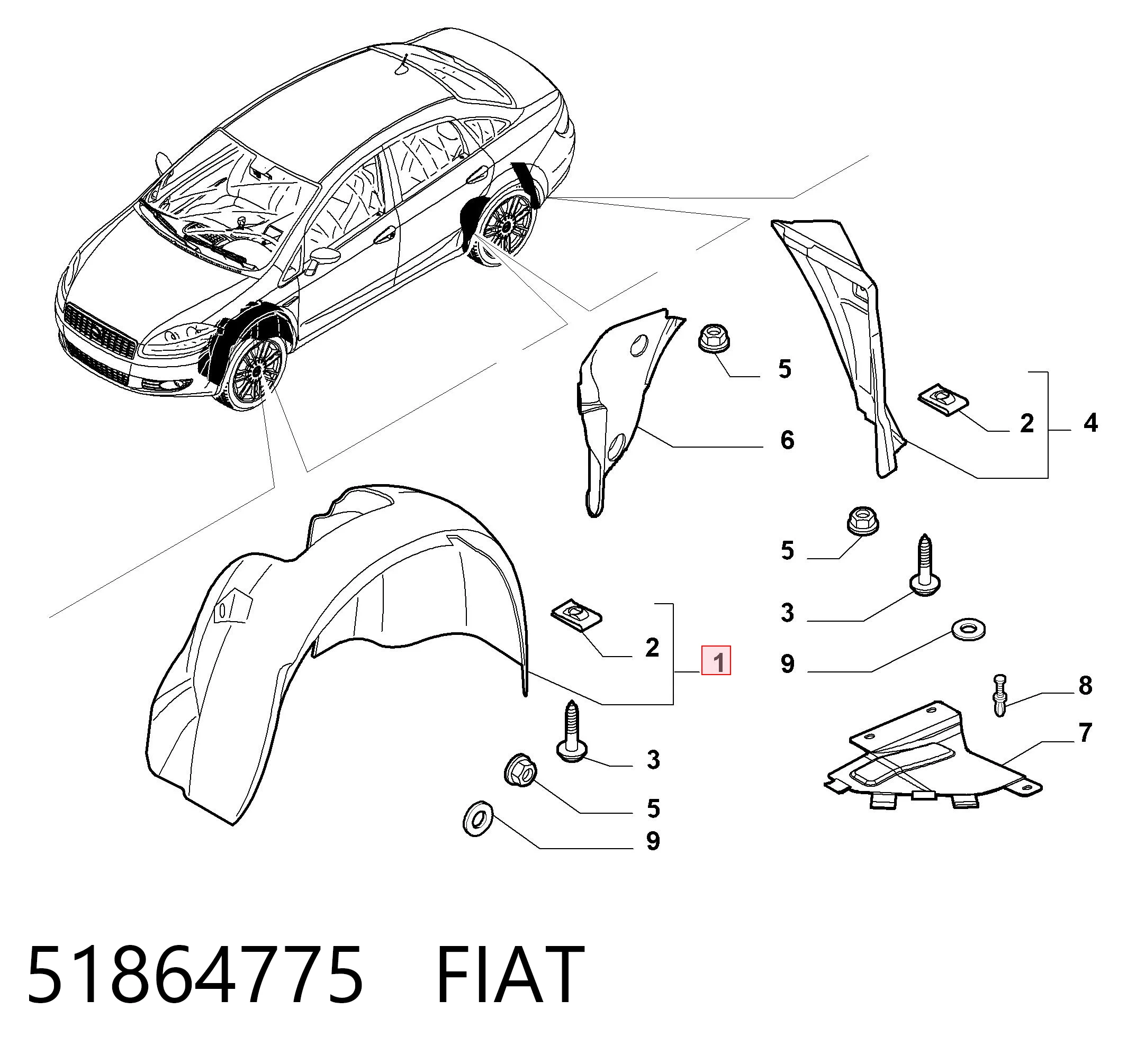 Nadkole błotnika przedniego lewe do Fiat Linea  323