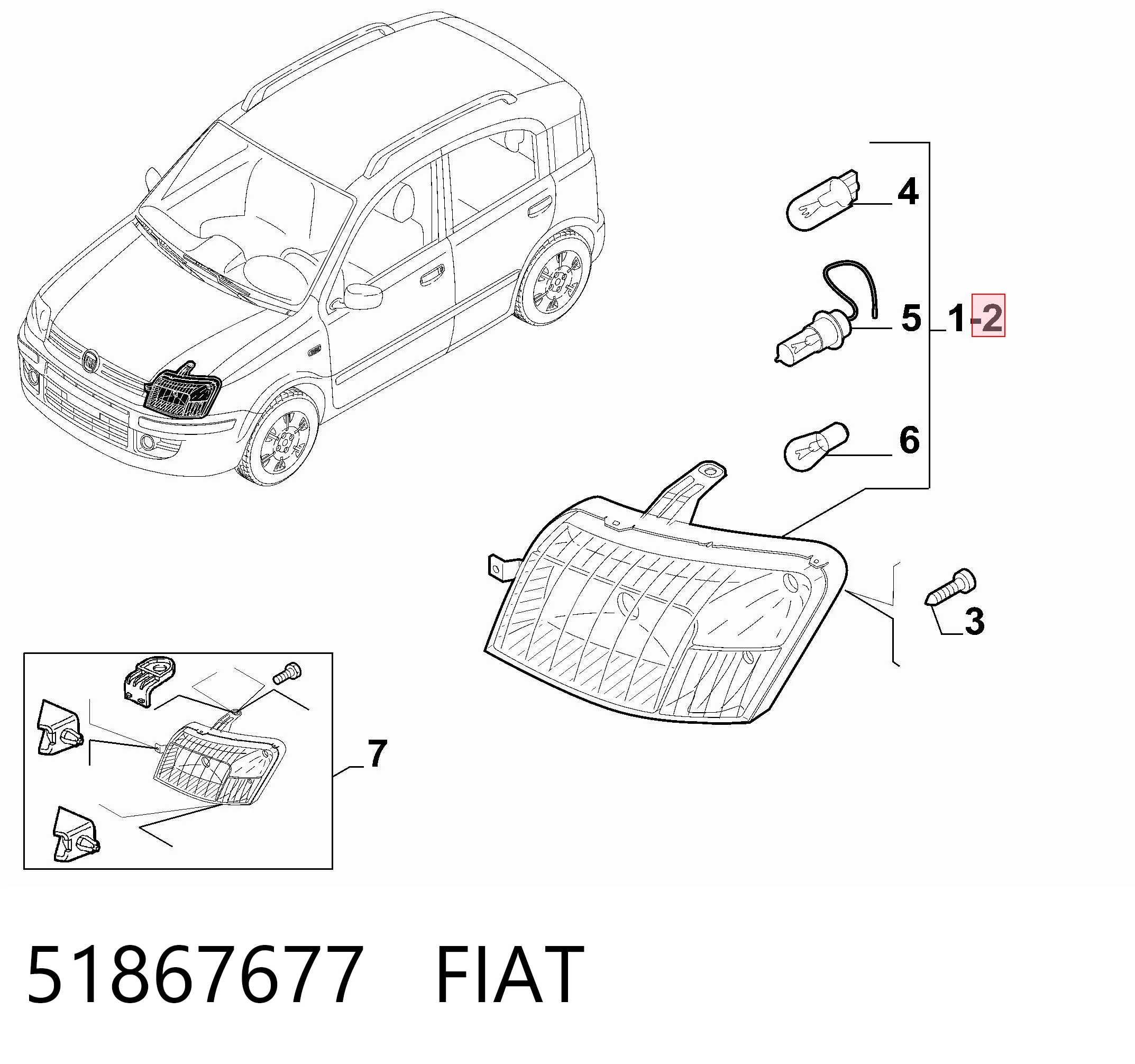 Reflektor lewy Fiat Panda II hatchback (169A) (2003 - 2013) cena, od 107,14 USD