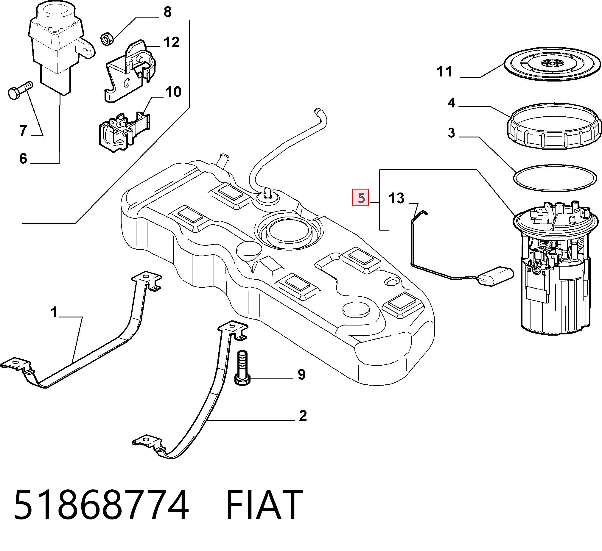 51868774 Fiat/Alfa/Lancia Moduł pompy paliwowej z czujnikiem poziomu paliwa