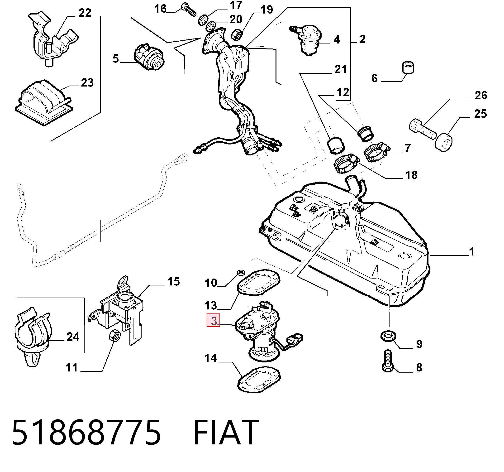 51868775 Fiat/Alfa/Lancia Moduł pompy paliwowej z czujnikiem poziomu paliwa