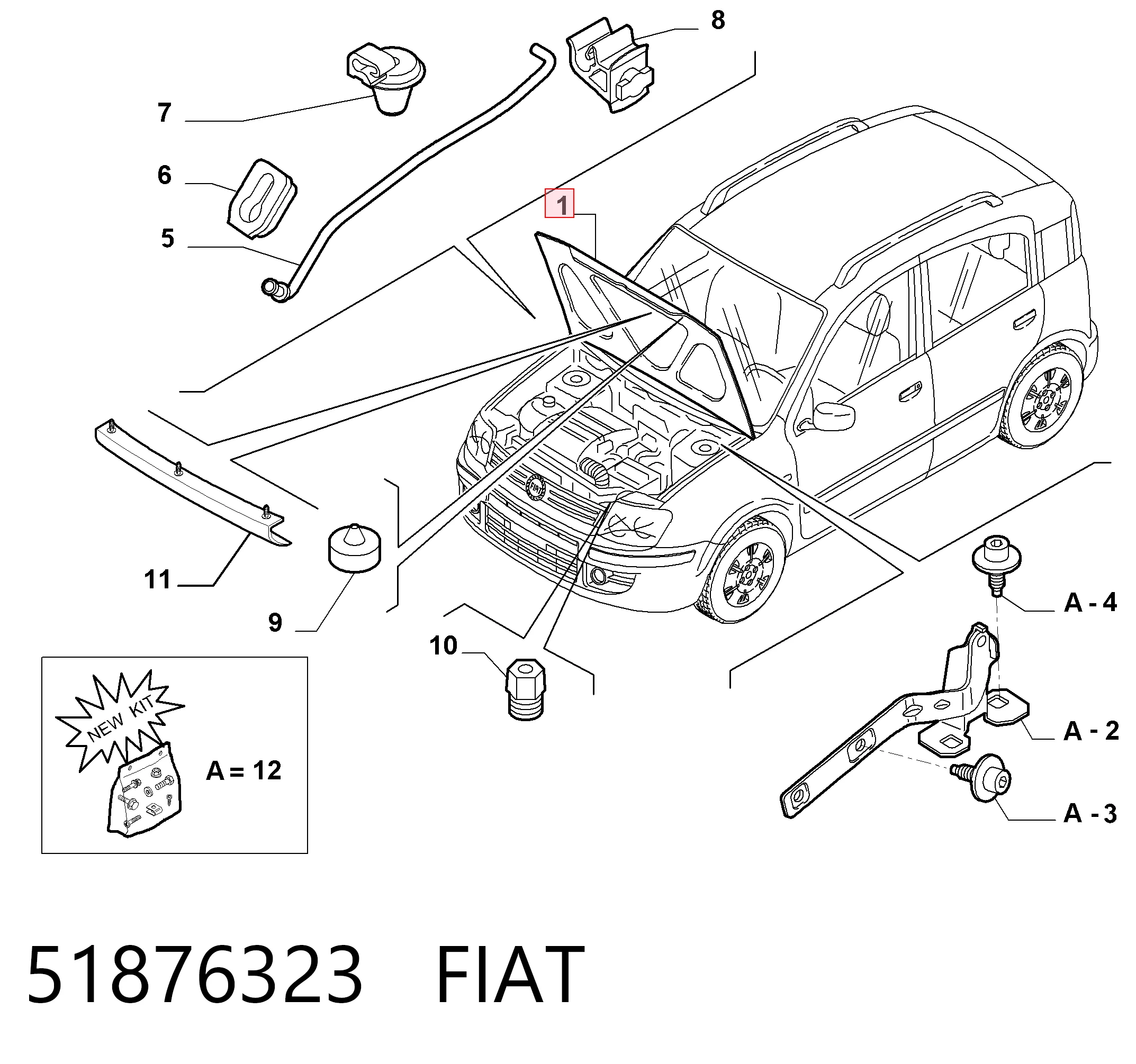 Maska silnika Fiat Panda II