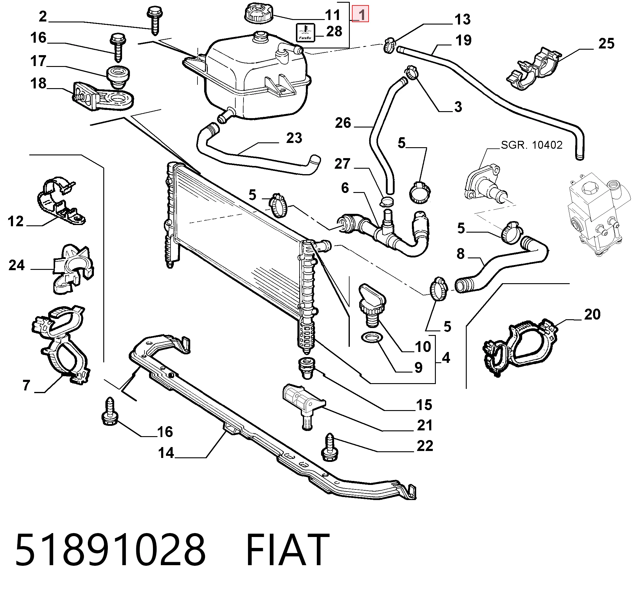 51891028 Fiat/Alfa/Lancia Zbiorniczek wyrównawczy układu chłodzenia