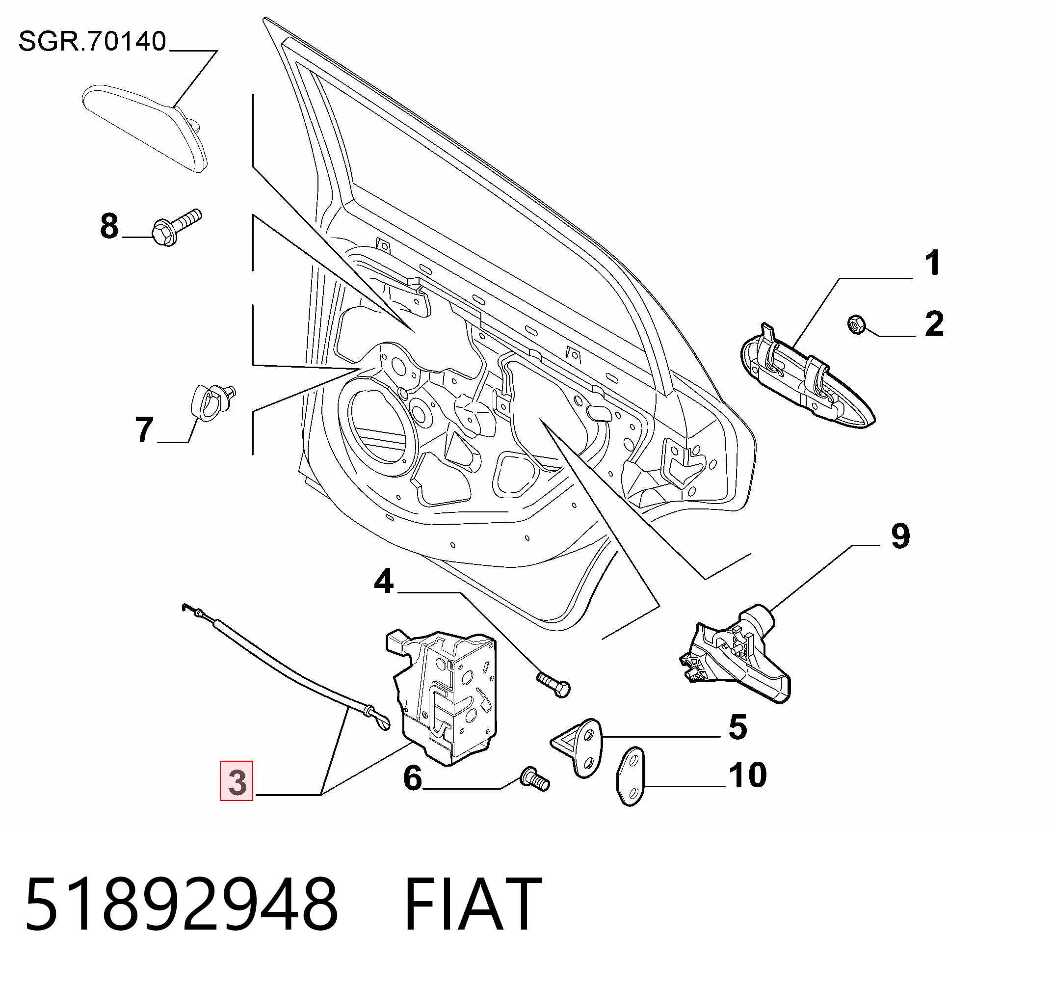 Zamek drzwi tylnych lewych Fiat Punto GRAND