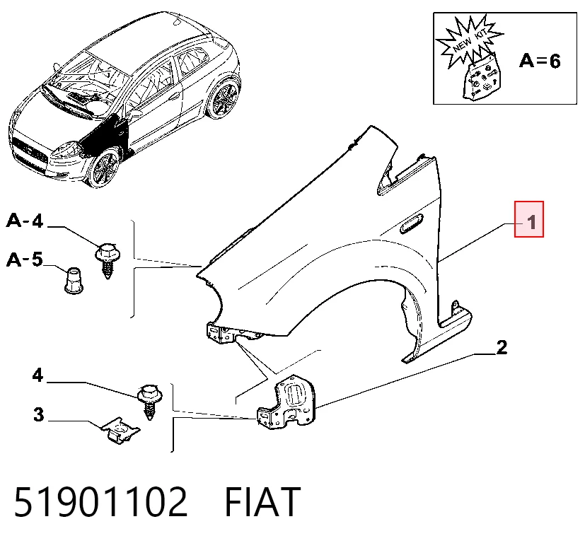 Błotnik przedni prawy do Fiat Punto GRAND 199