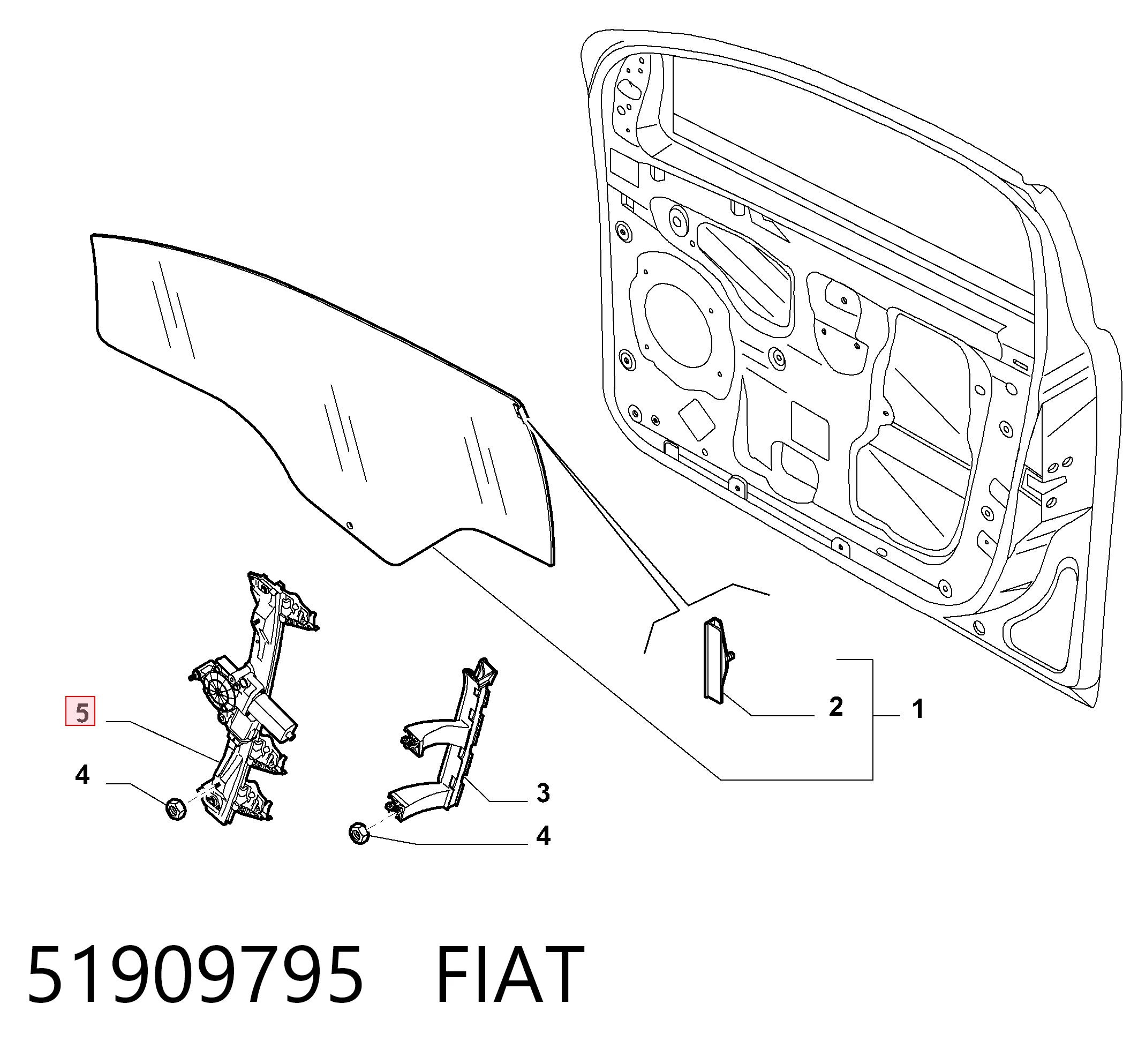  Mechanizm podnoszenia szyby drzwi przednich prawych Fiat Bravo 2