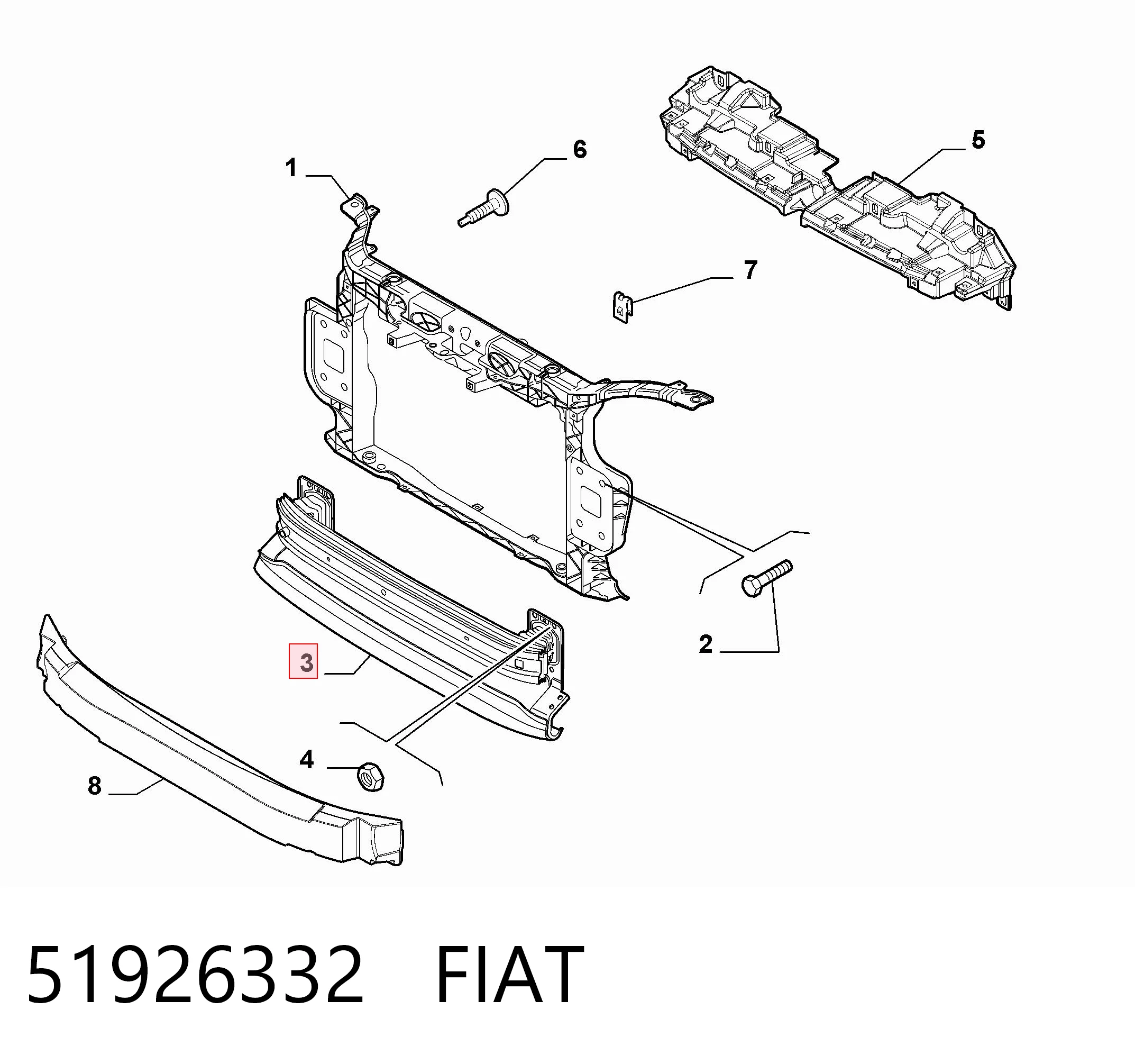 Wzmocnienie zderzaka przedniego Fiat Punto GRAND hatchback (199) (2005 - 2018) cena, od 85,53 USD