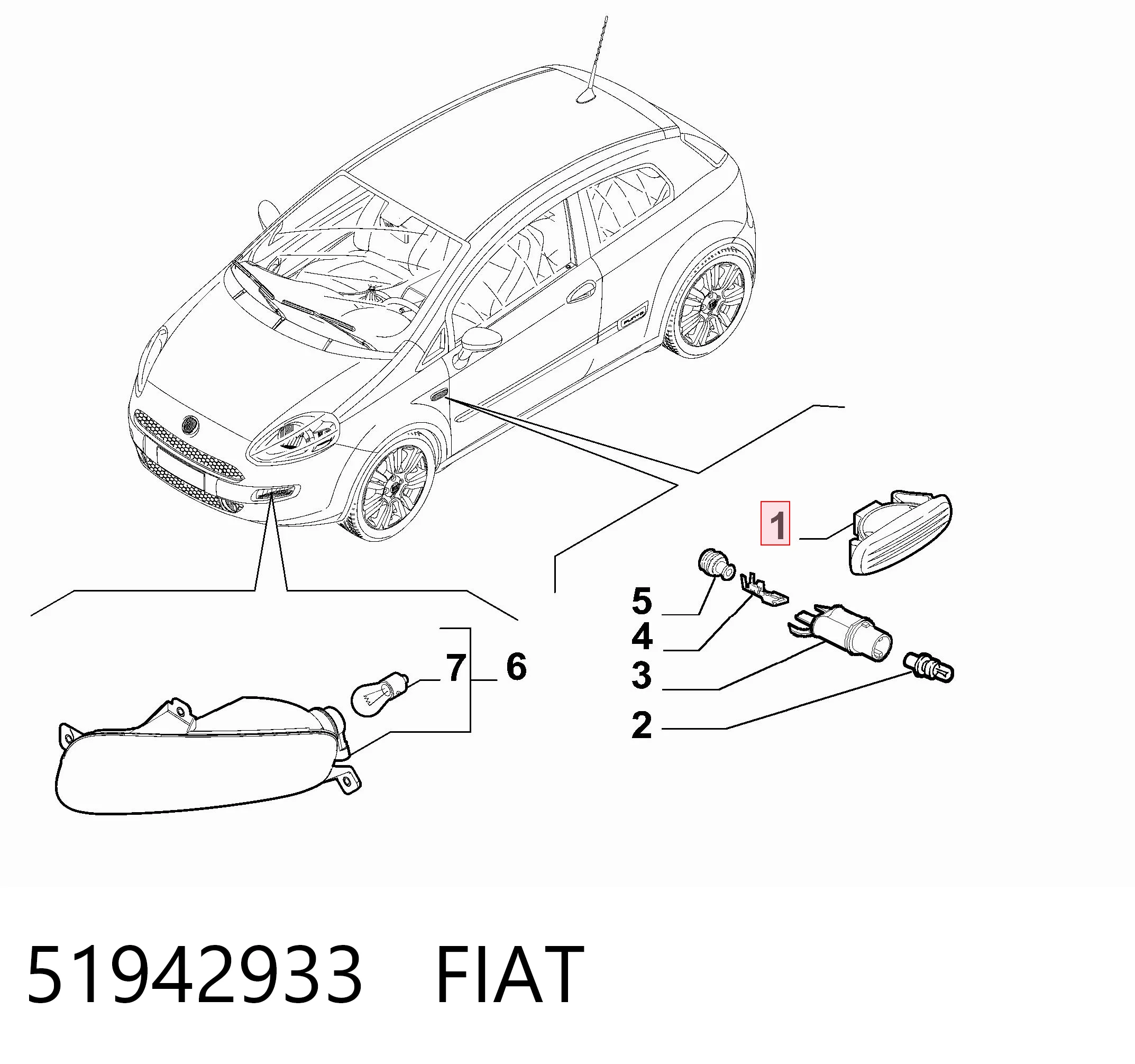 Powtarzacz kierunkowskazu na błotniku do Fiat Doblo I 223