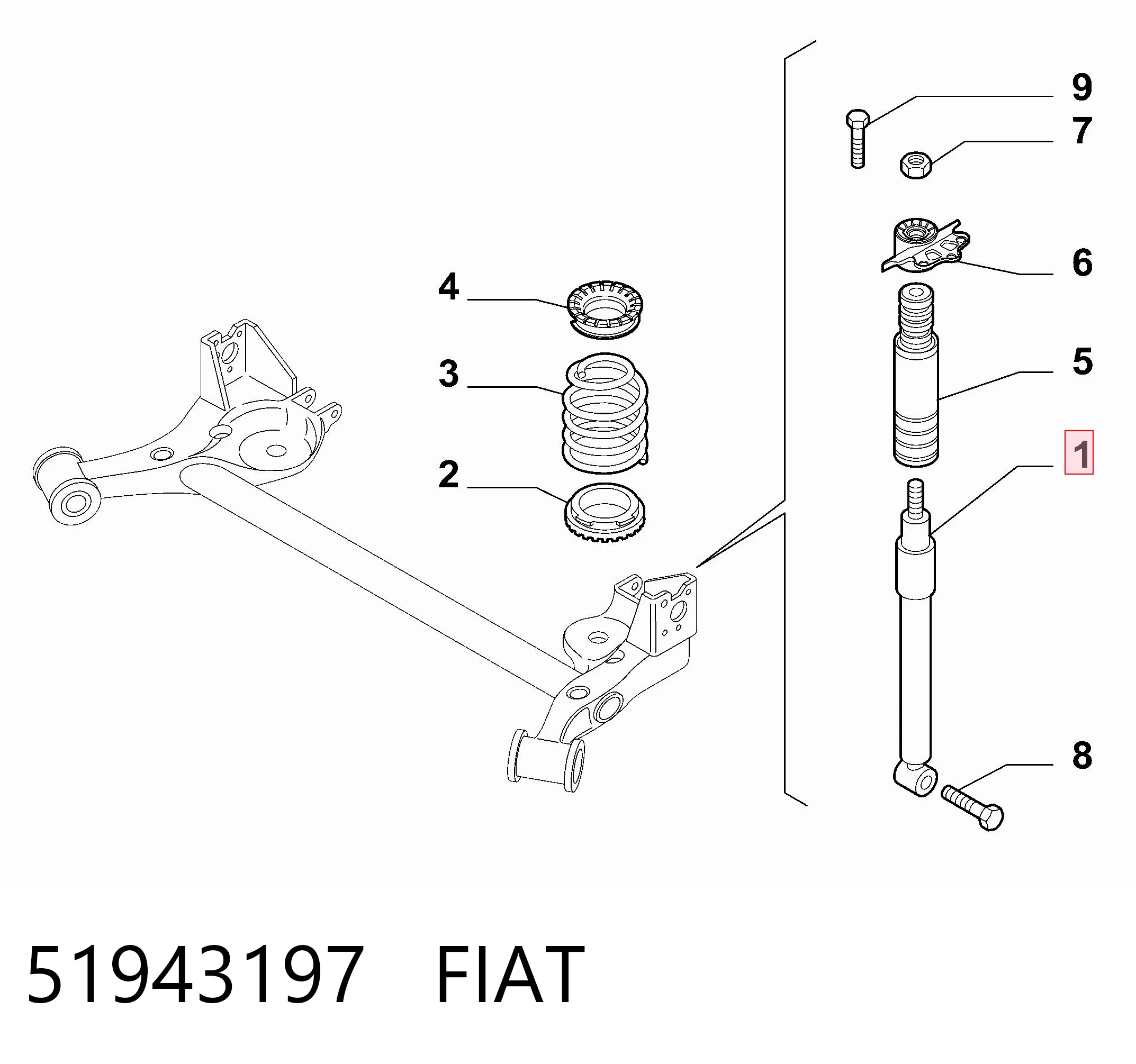 Do koszyka 93184267 General Motors Amortyzator tylny