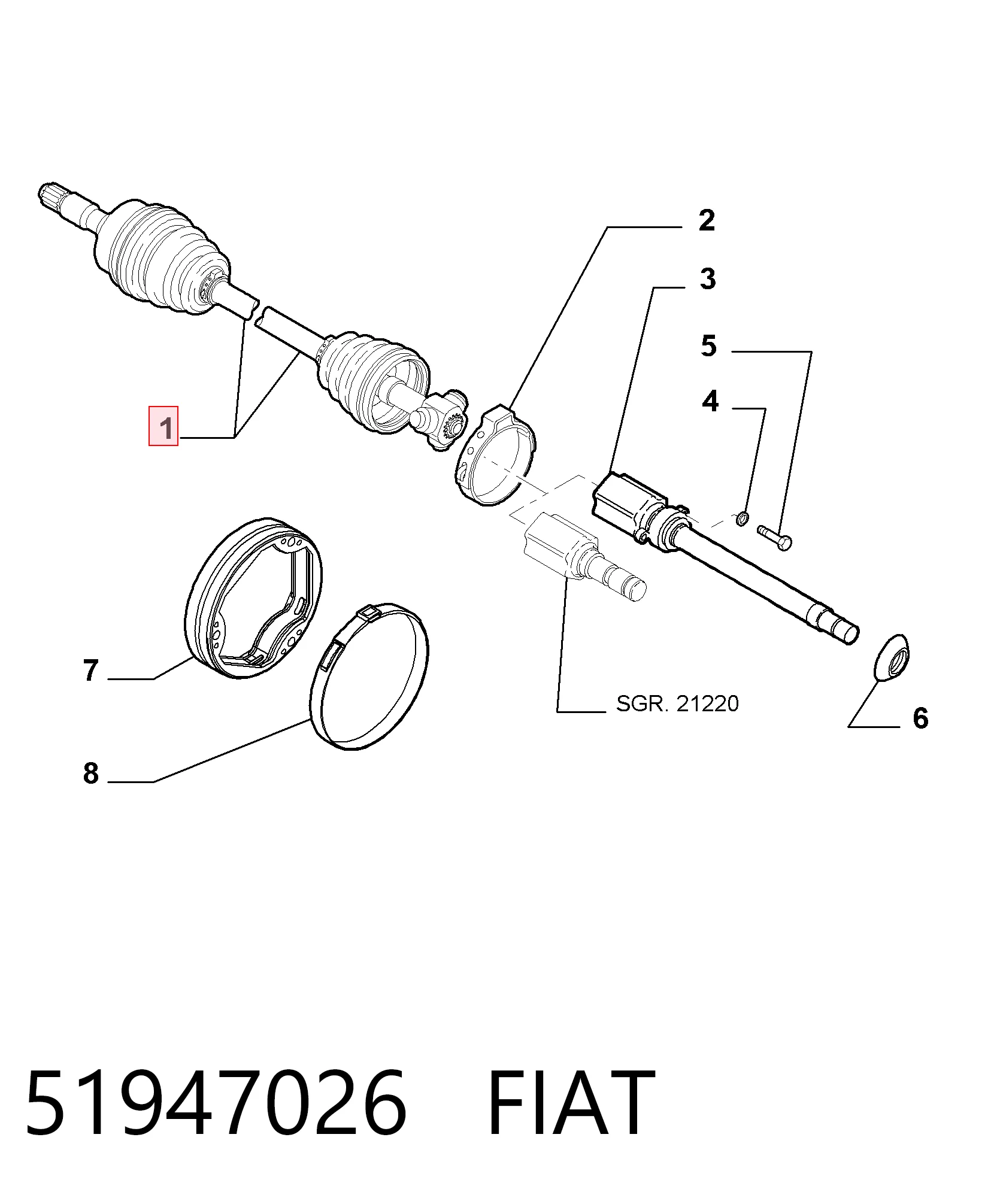 Półoś napędowa przednia lewa do Fiat Punto GRAND 199