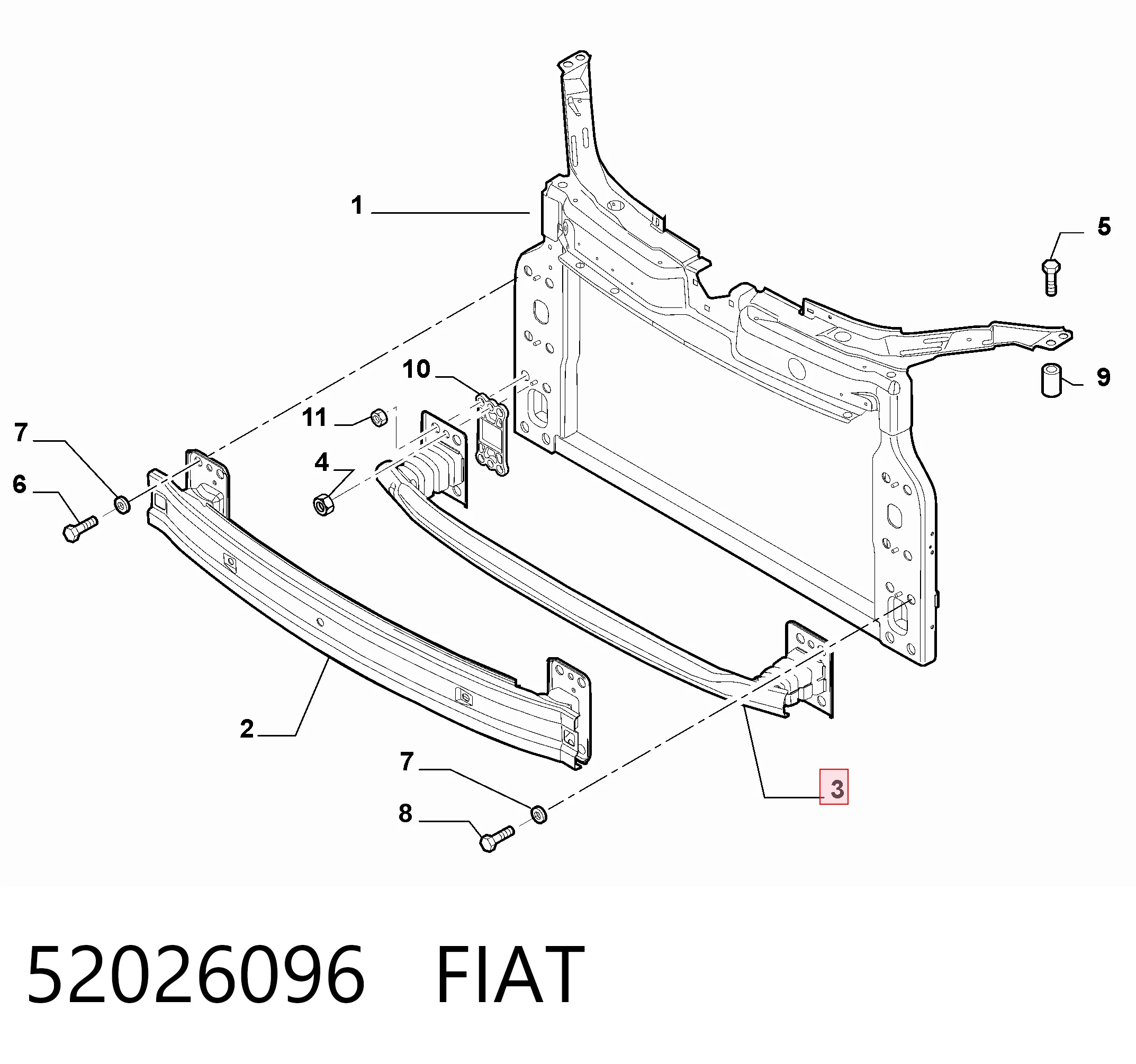 Wzmocnienie zderzaka przedniego do Fiat 500  312