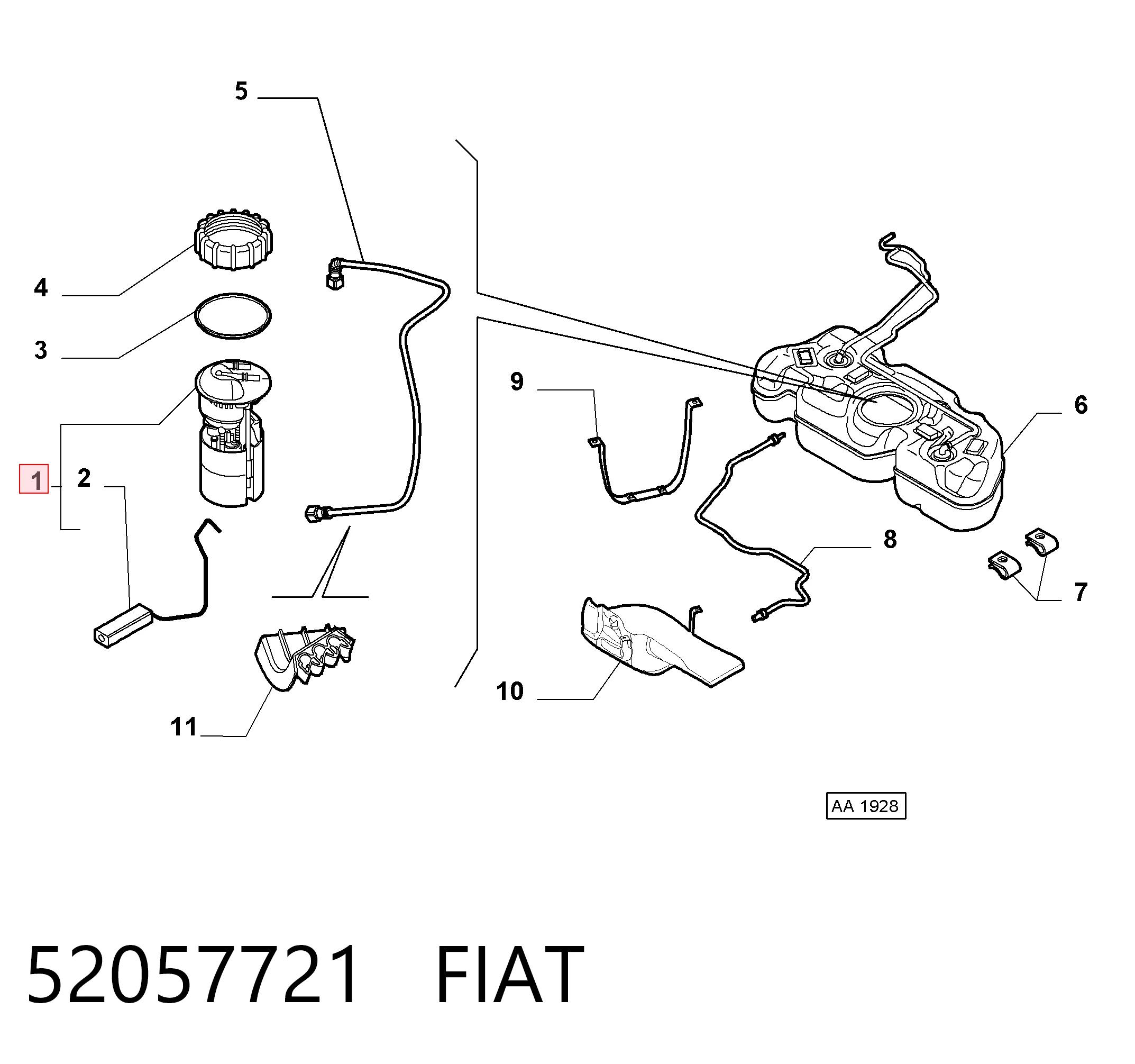 52057721 Fiat/Alfa/Lancia Moduł pompy paliwowej z czujnikiem poziomu paliwa