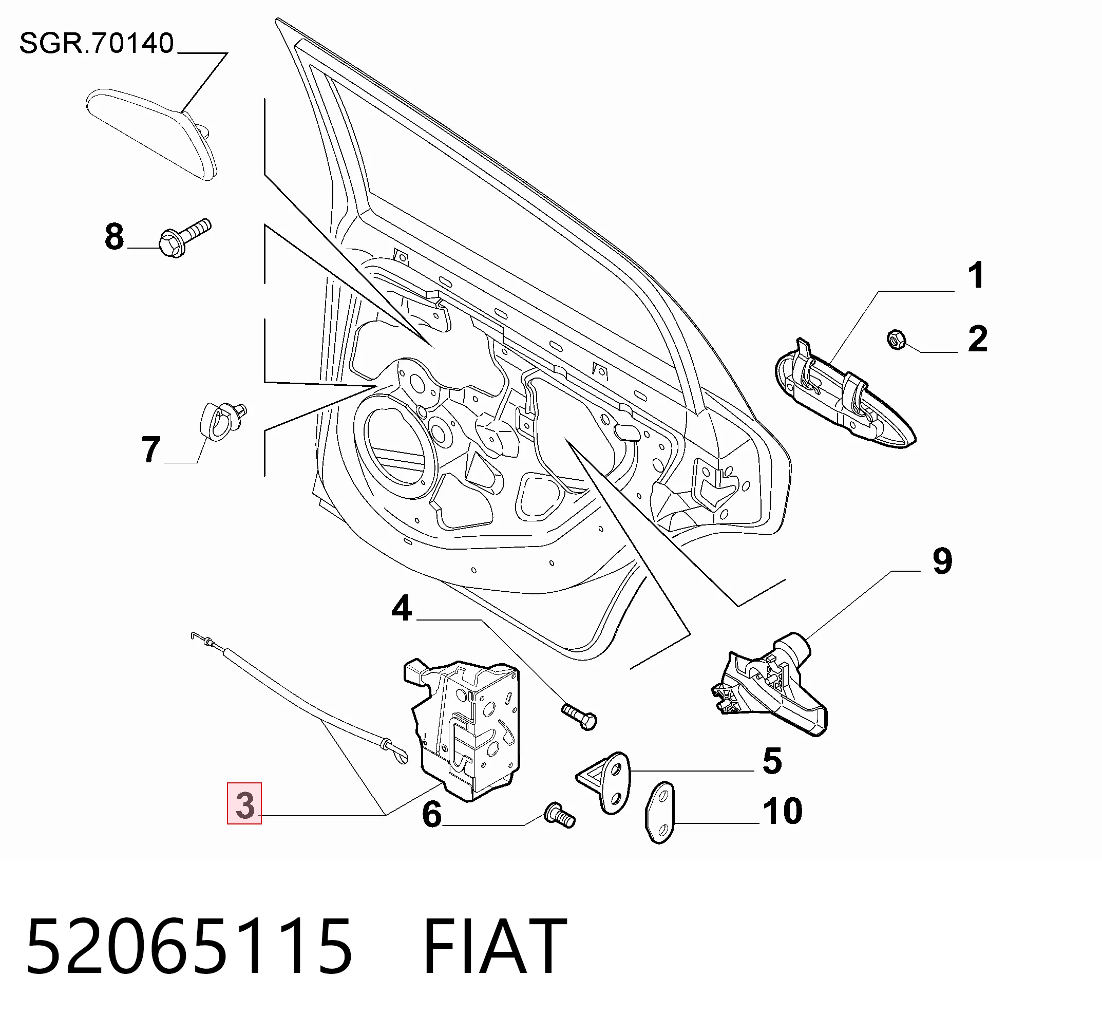Zamek drzwi tylnych prawych Fiat Punto GRAND hatchback (199) (2005 - 2018) cena, od 63,30 USD