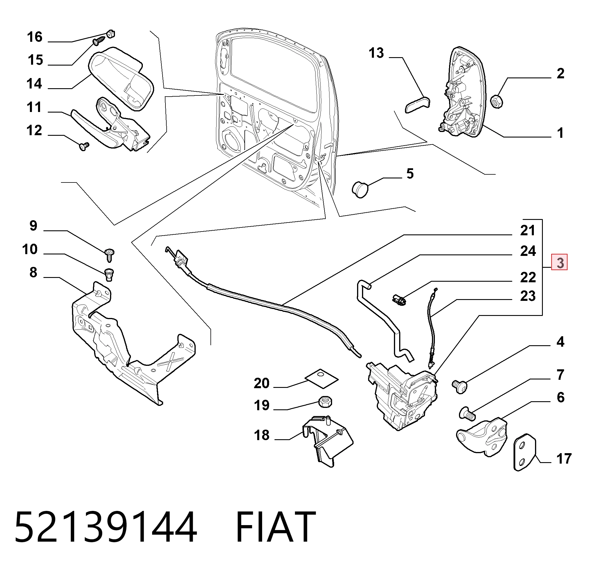 Kupić Zamek drzwi przednich lewych Fiat Fiorino  225 w dobrej cenie