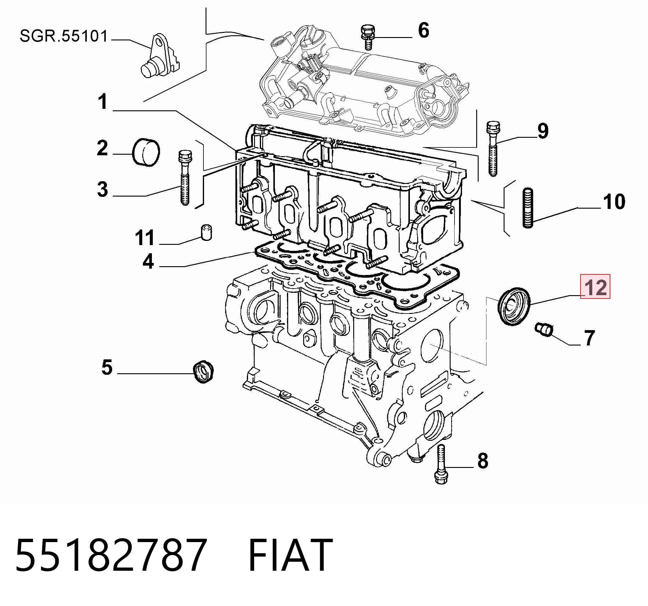Do koszyka Zaślepka głowicy cylindrów/bloku cylindrów Fiat Doblo II 263