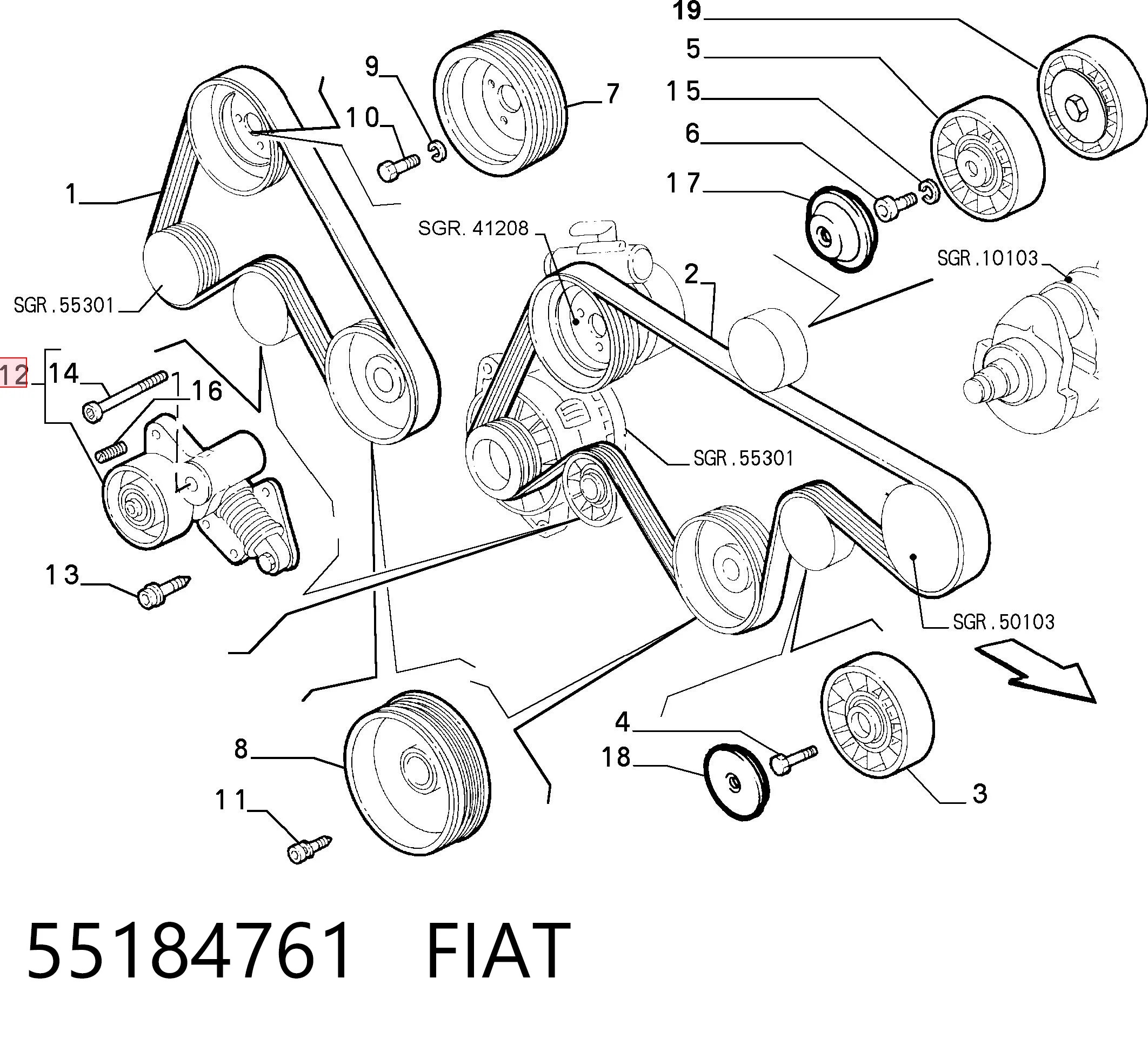 55184761 Fiat/Alfa/Lancia Napinacz paska napędowego