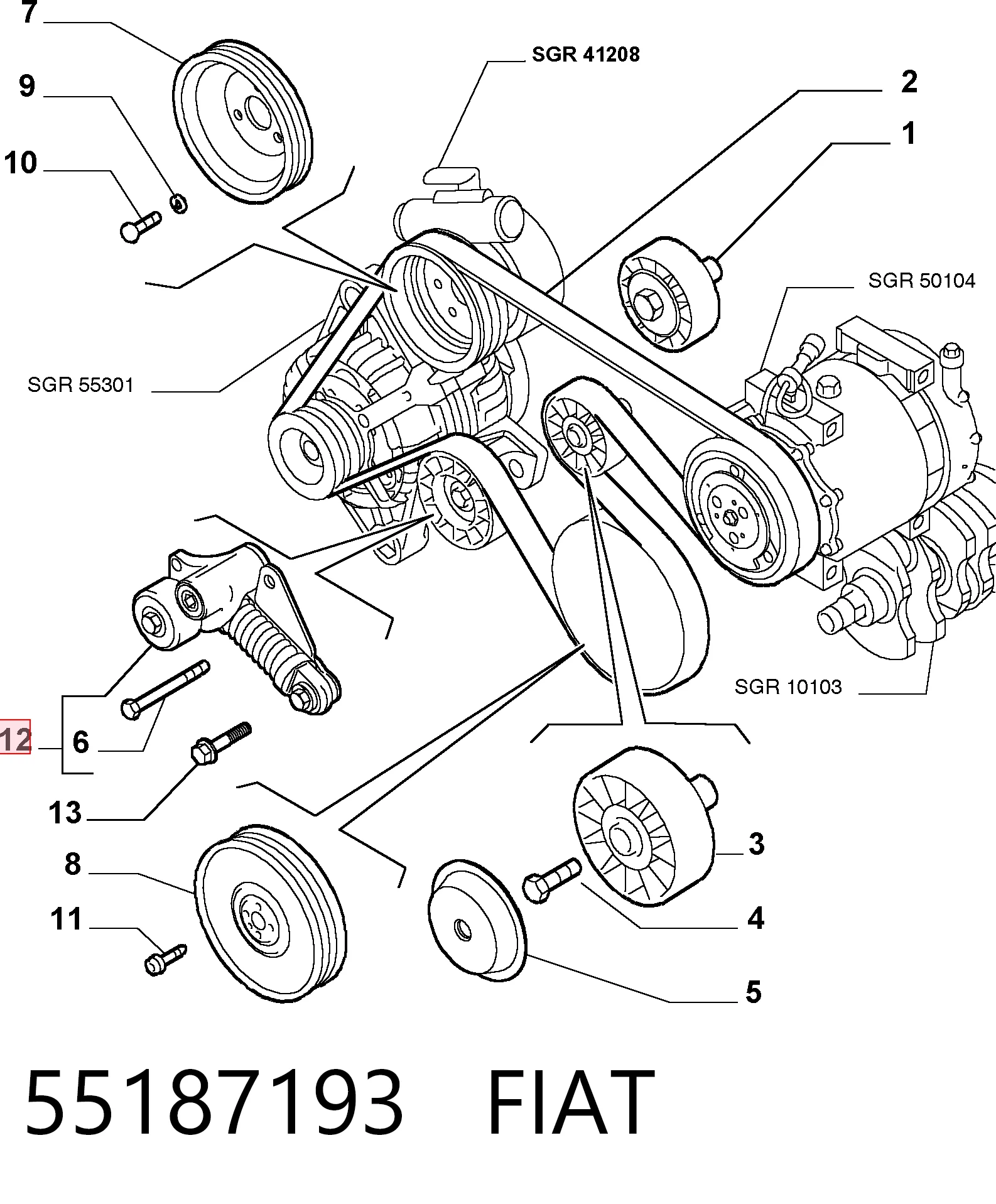 55187193 Fiat/Alfa/Lancia Napinacz paska napędowego