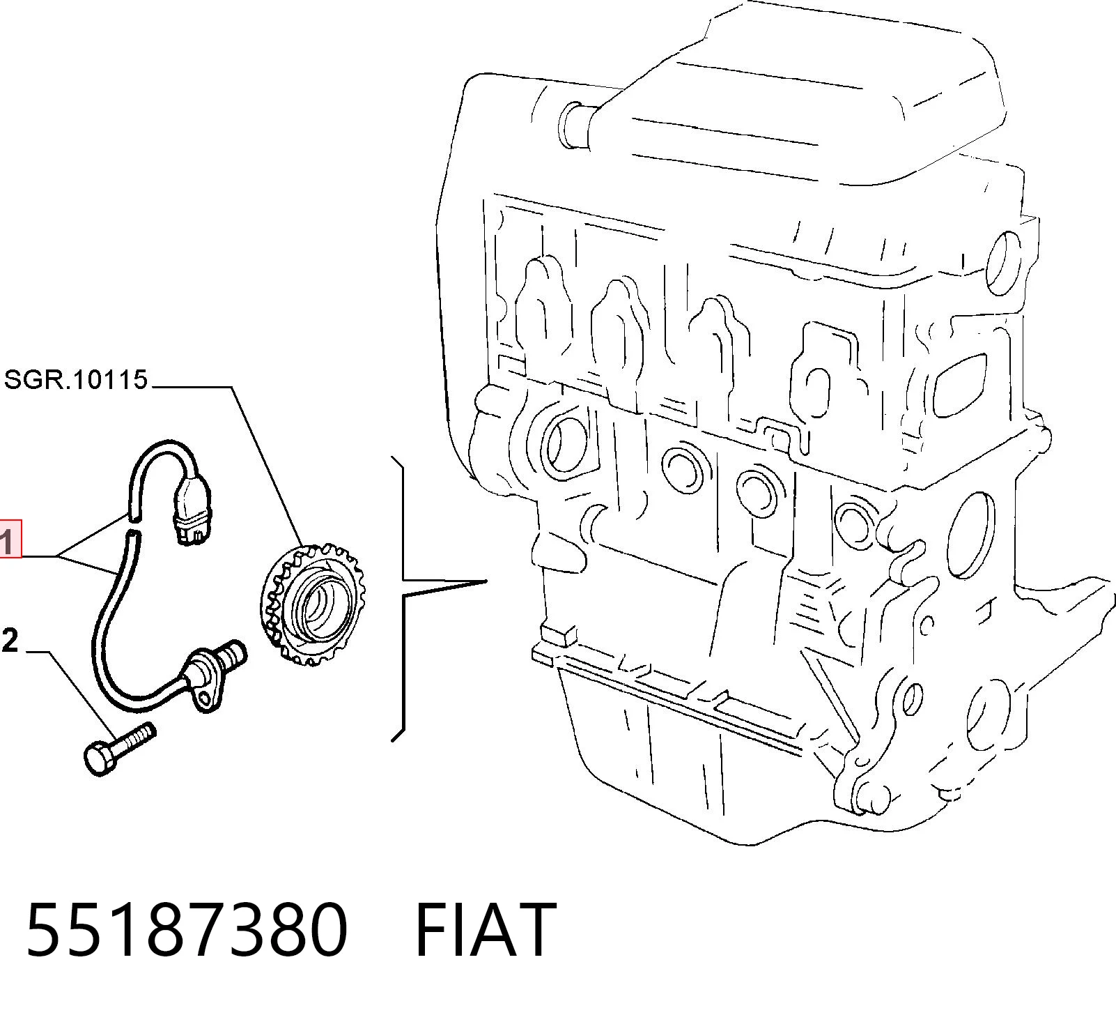 55187380 Fiat/Alfa/Lancia Czujnik położenia wału korbowego