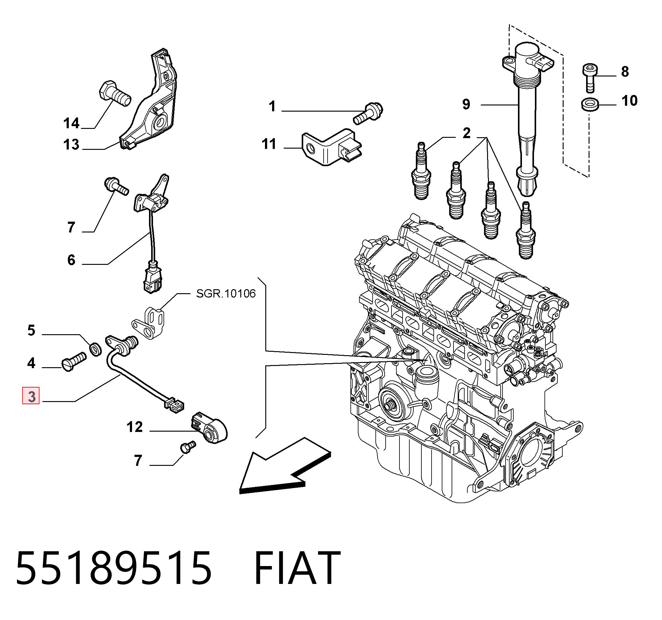 55189515 Fiat/Alfa/Lancia Czujnik położenia wału korbowego