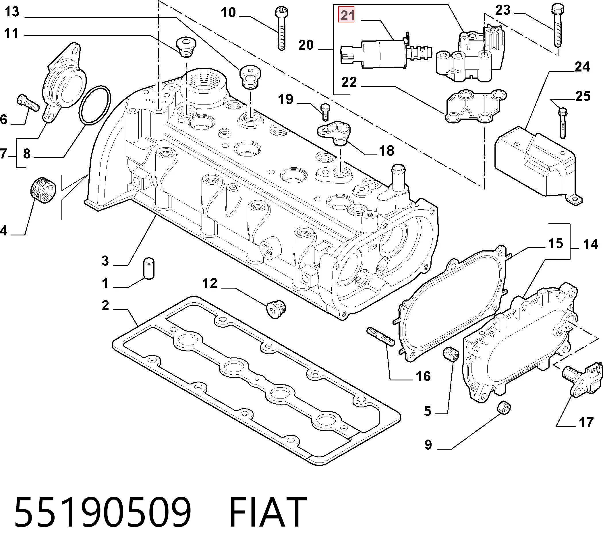 55190509 Fiat/Alfa/Lancia Zawór elektromagnetyczny faz rozrządu
