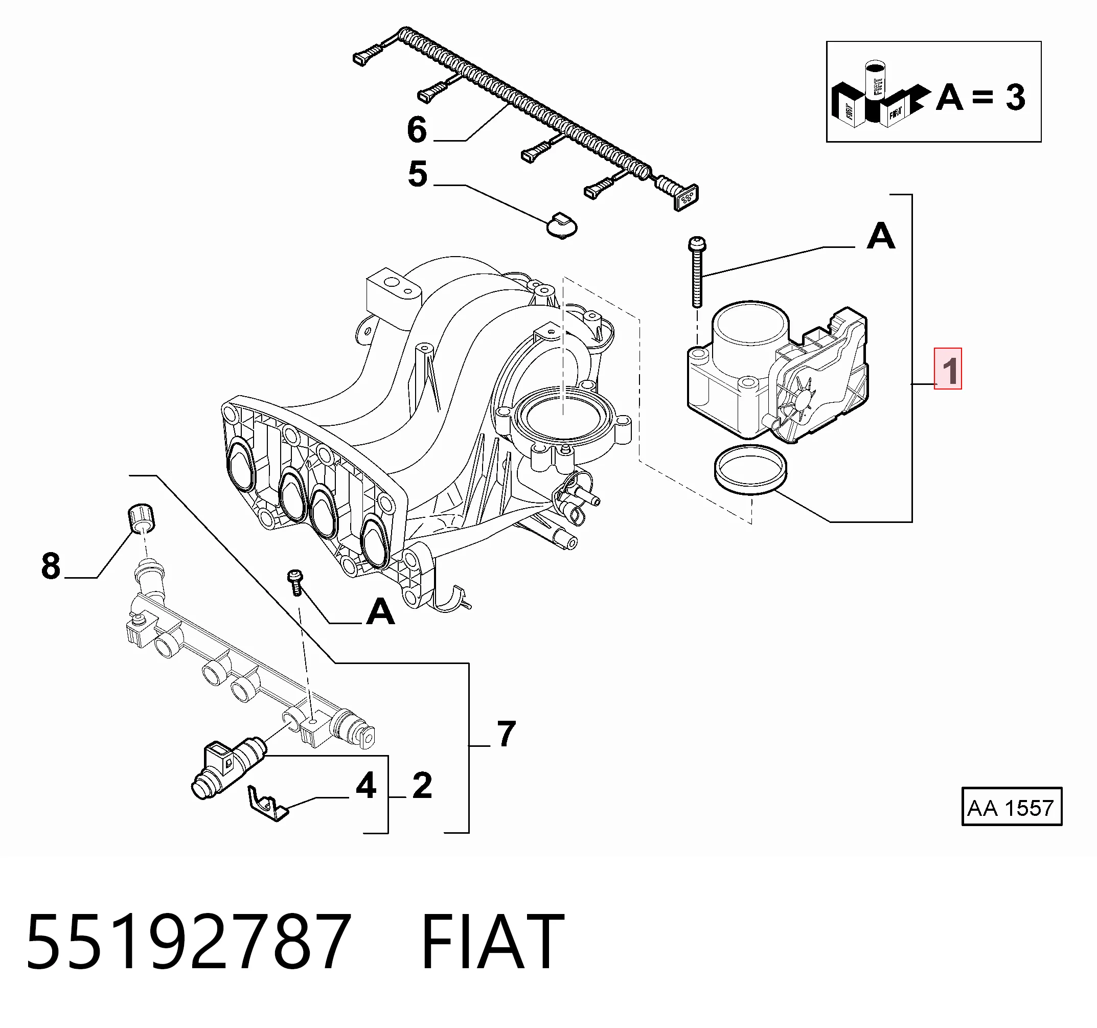 55192787 Fiat/Alfa/Lancia Przepustnica, komplet