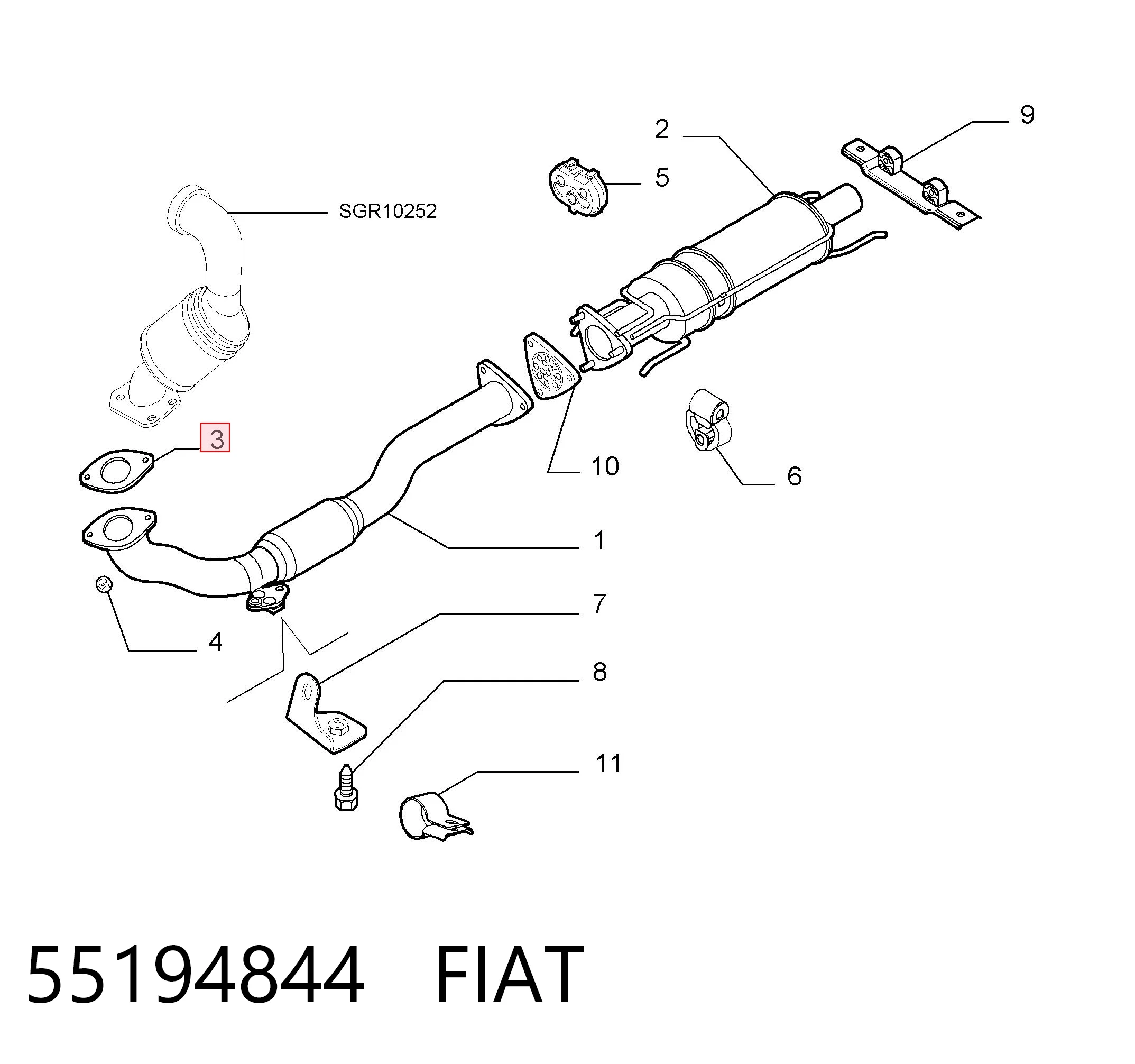 55194844 Fiat/Alfa/Lancia Uszczelka rury odbiornika tłumika