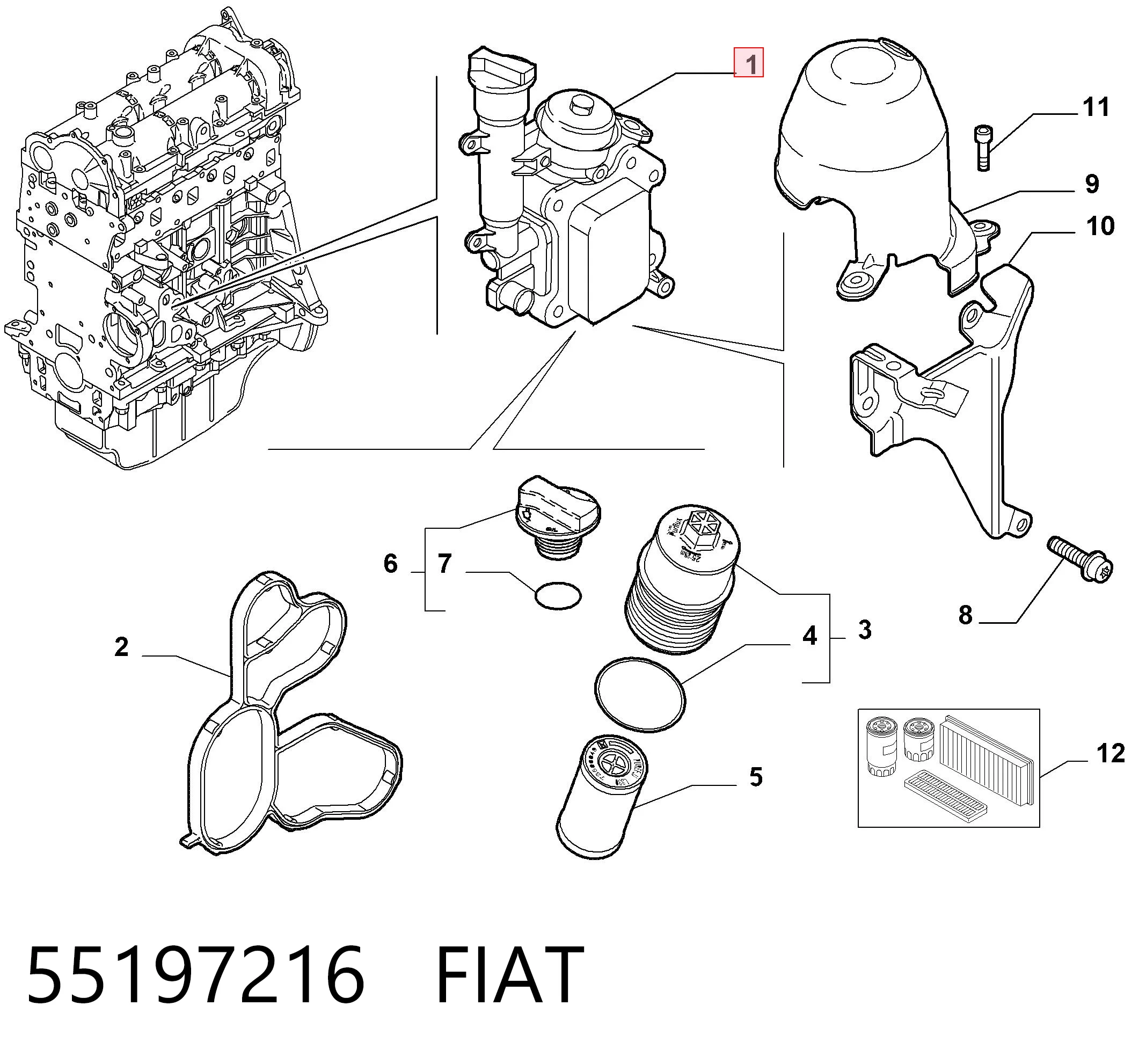 55197216 Fiat/Alfa/Lancia Obudowa filtra oleju