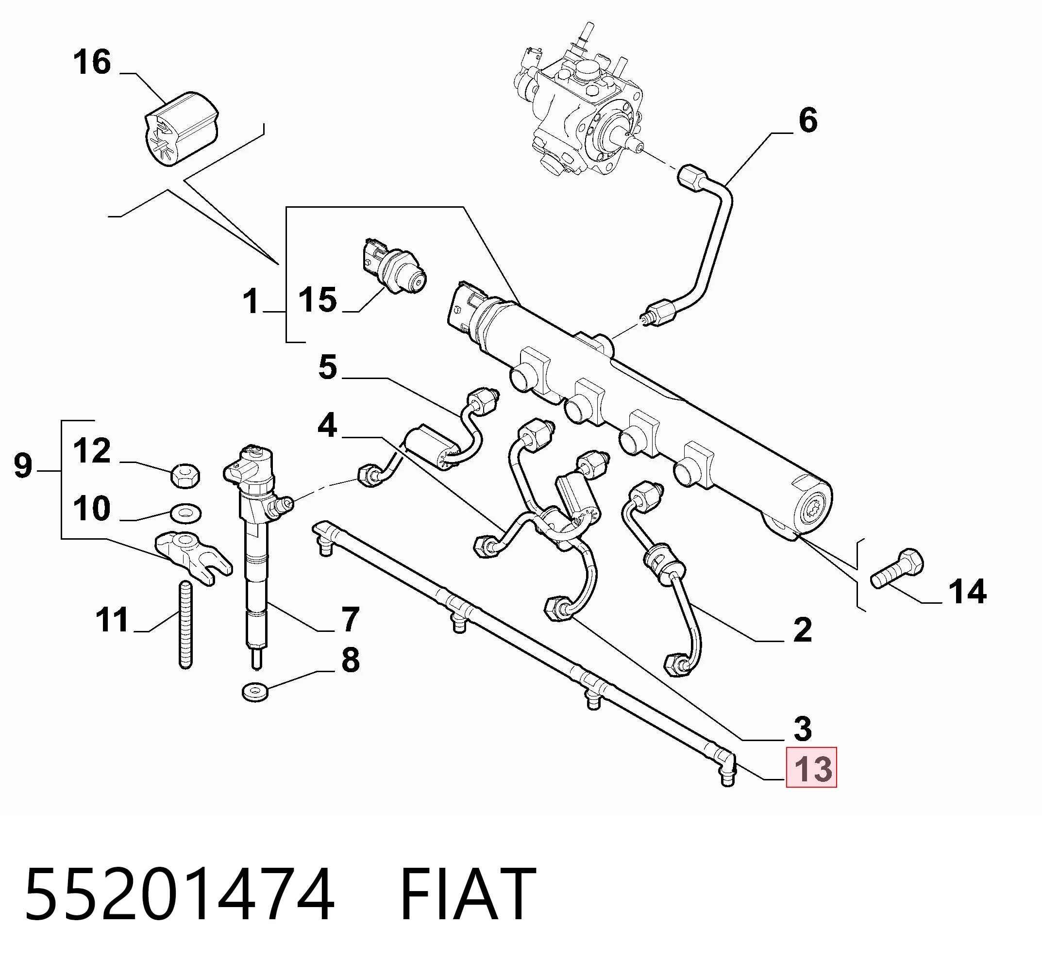 Do koszyka Rurka paliwa, zwrotna od wtryskiwaczy Fiat Doblo II 263