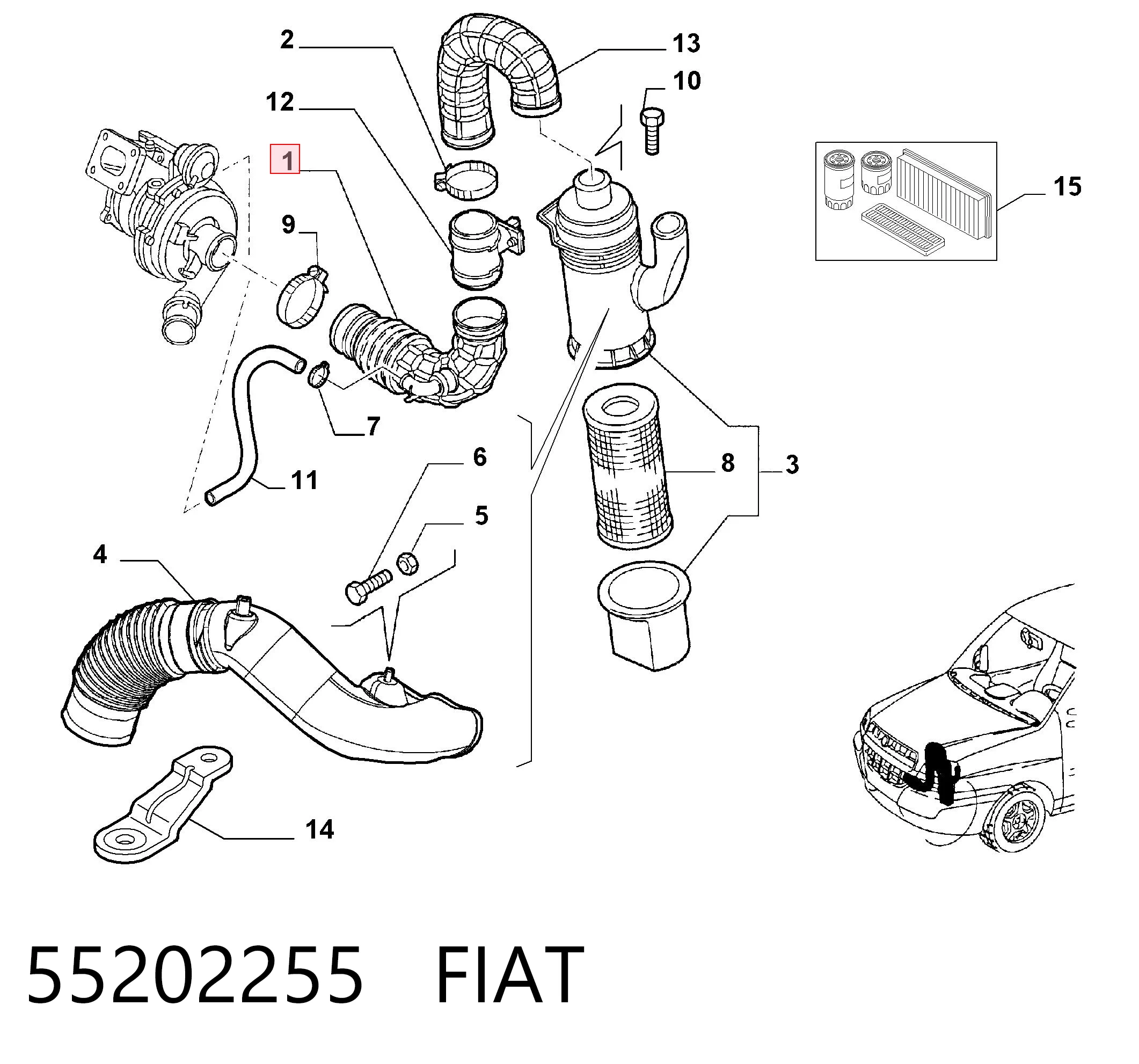  Króciec powietrza, przepływomierz Fiat Doblo 1