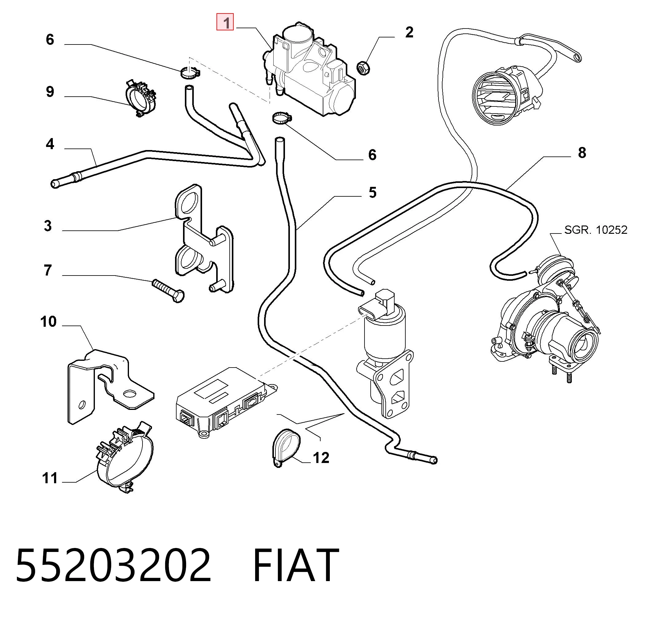 55203202 Fiat/Alfa/Lancia Przetwornik ciśnienia (solenoid) doładowania
