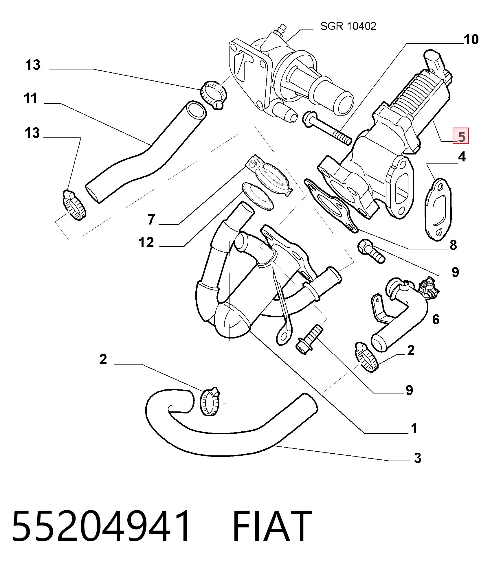 55204941 Fiat/Alfa/Lancia Zawór recyrkulacji spalin EGR