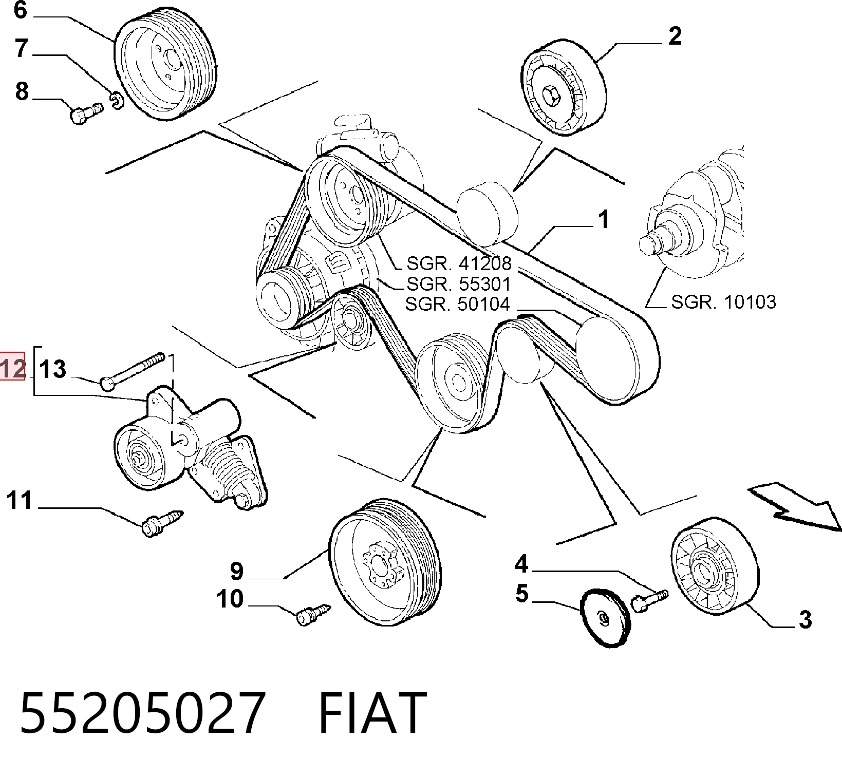 55205027 Fiat/Alfa/Lancia Napinacz paska napędowego