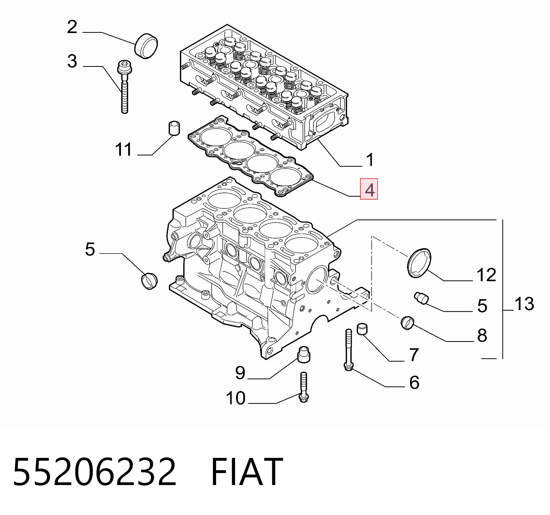 Uszczelka głowicy cylindrów Fiat Doblo II awangarda (263) (2010 - 2022) cena, od 37,94 USD