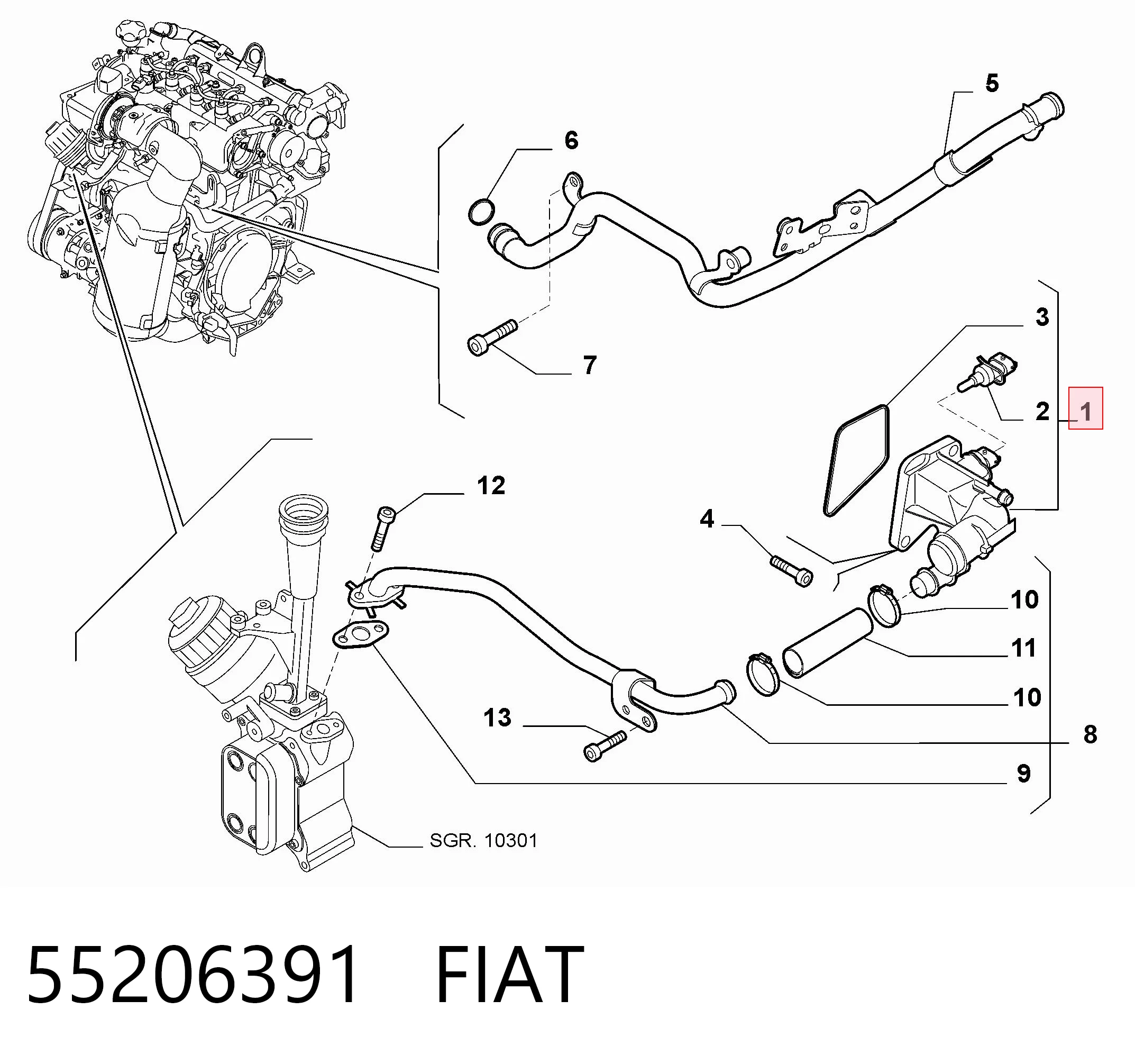 55206391 Fiat/Alfa/Lancia Obudowa termostatu