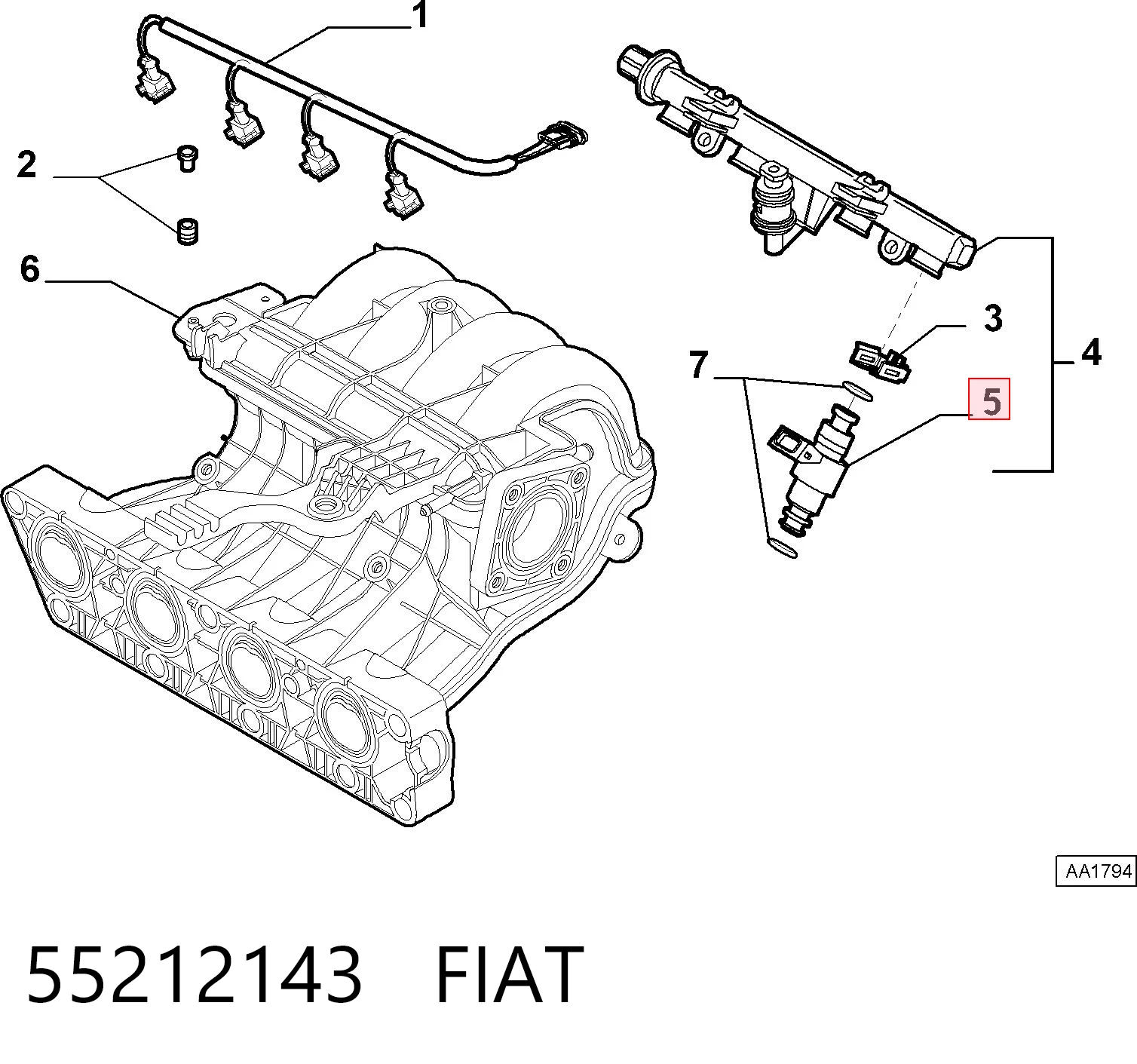 55212143 Fiat/Alfa/Lancia Wtryskiwacz paliwa