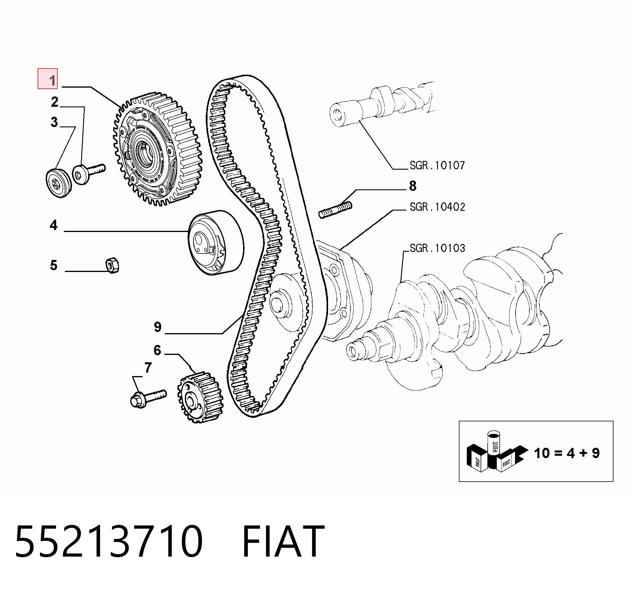 55213710 Fiat/Alfa/Lancia Koło zębatewalcowe wałka rozrządu silnika