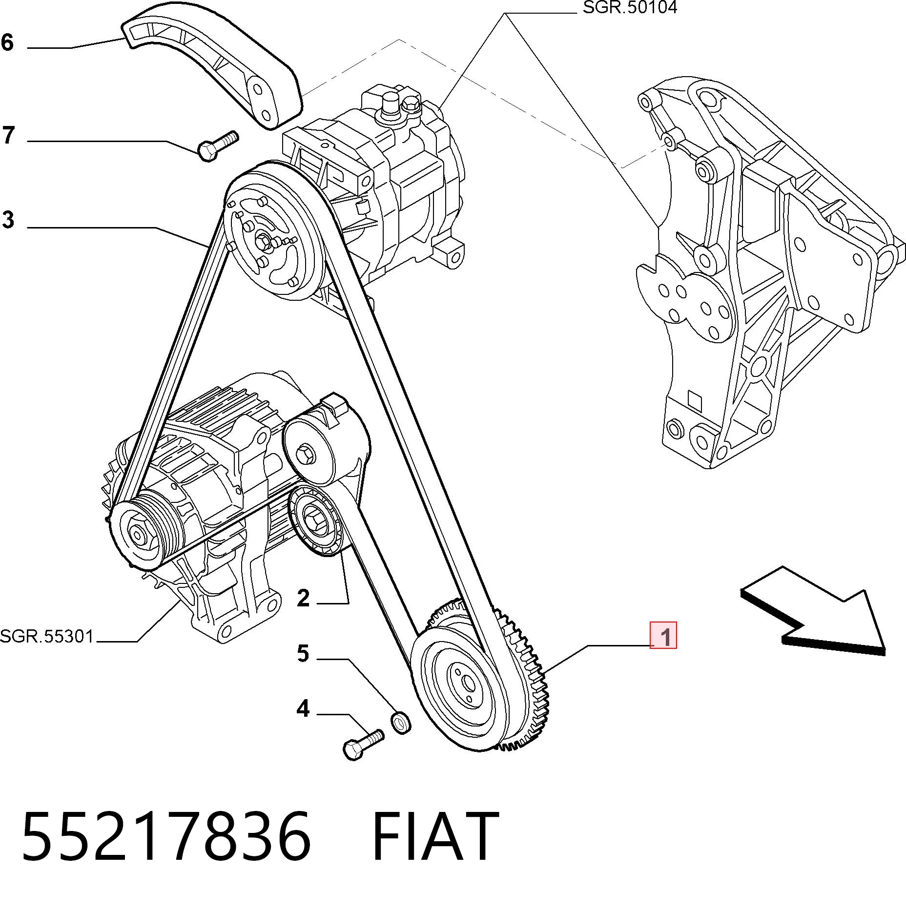 Do koszyka Koło pasowe wału korbowego Fiat Albea  172