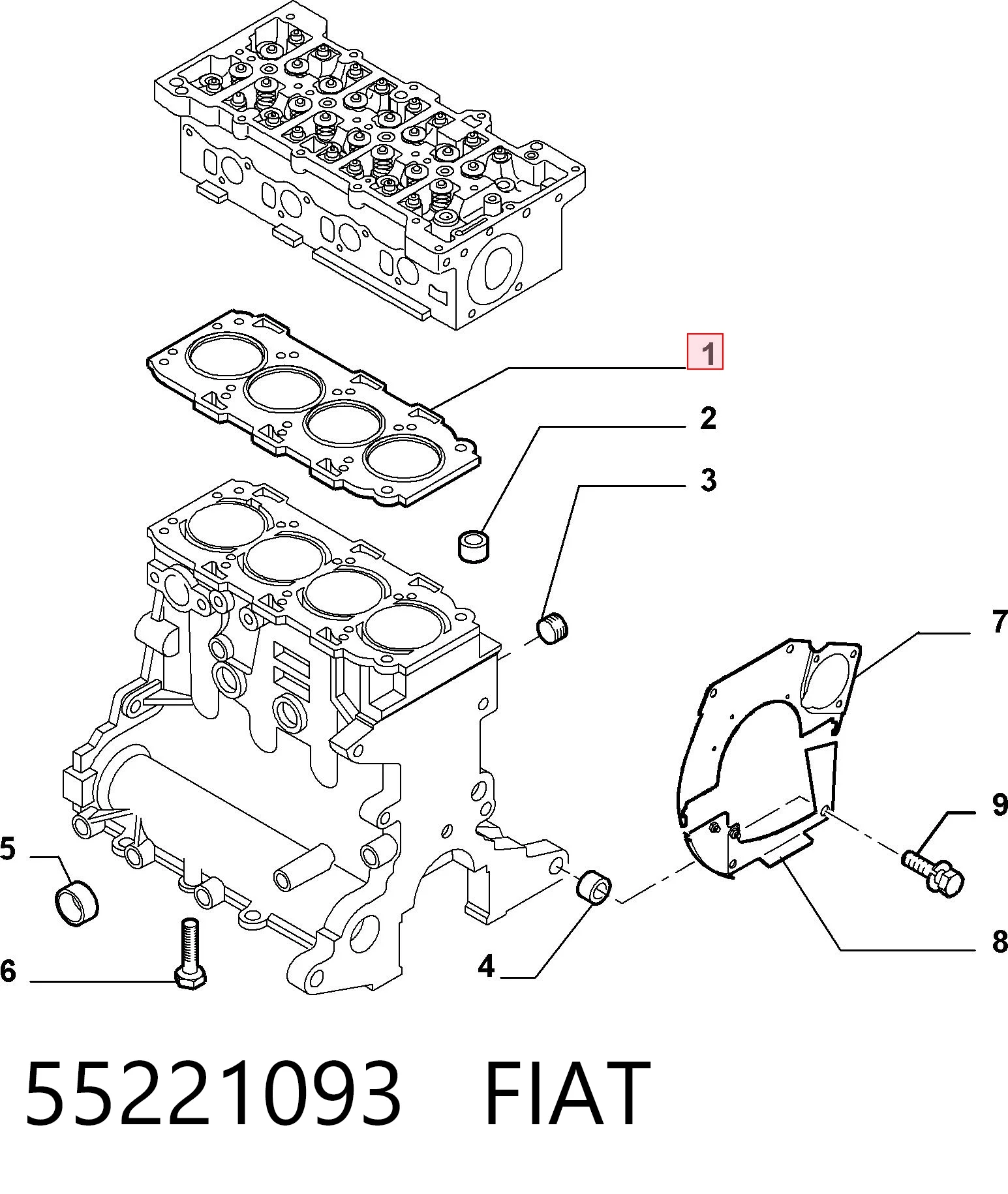 Uszczelka głowicy cylindrów 55221093 General Motors