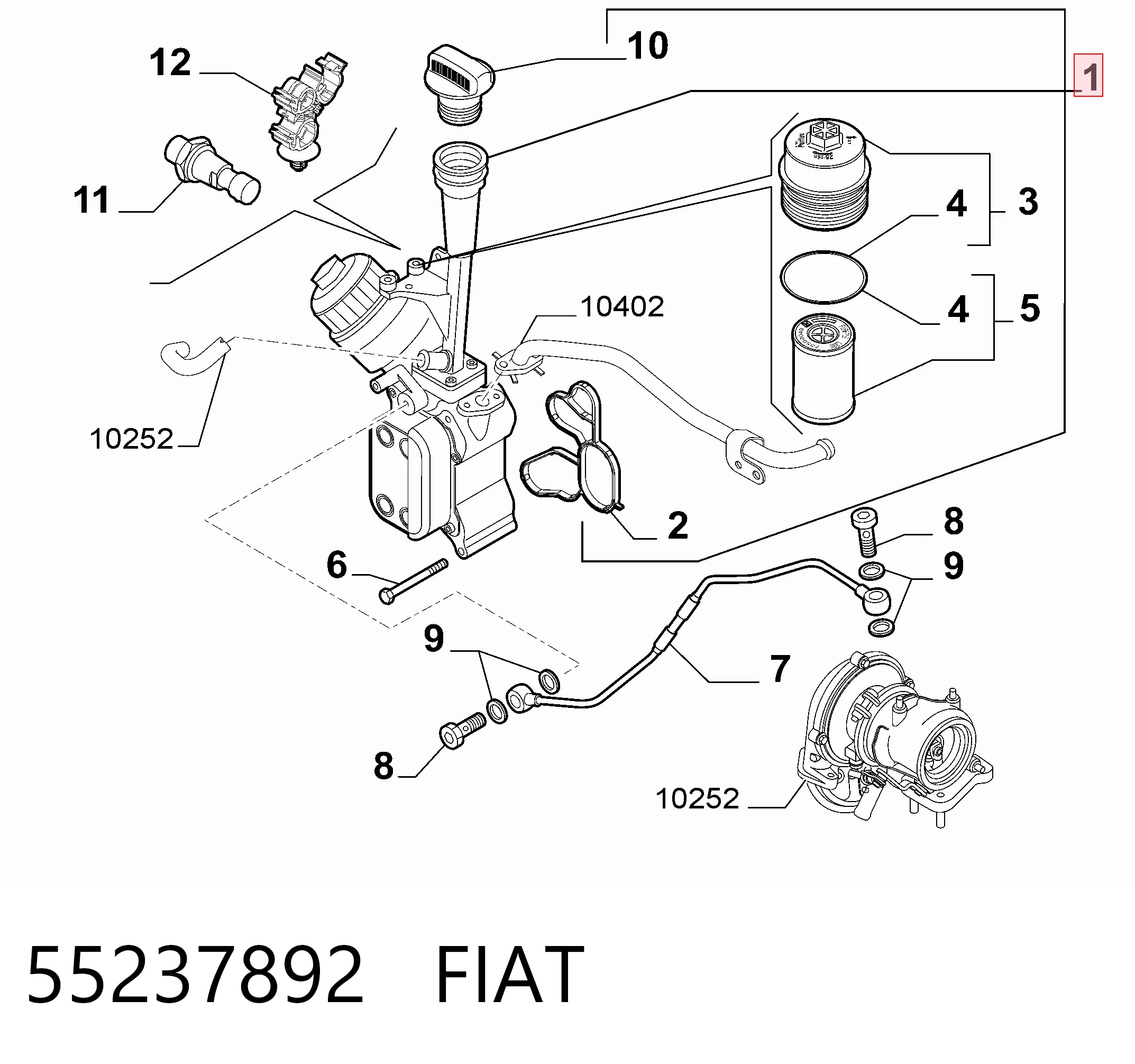 55237892 Fiat/Alfa/Lancia Obudowa filtra oleju