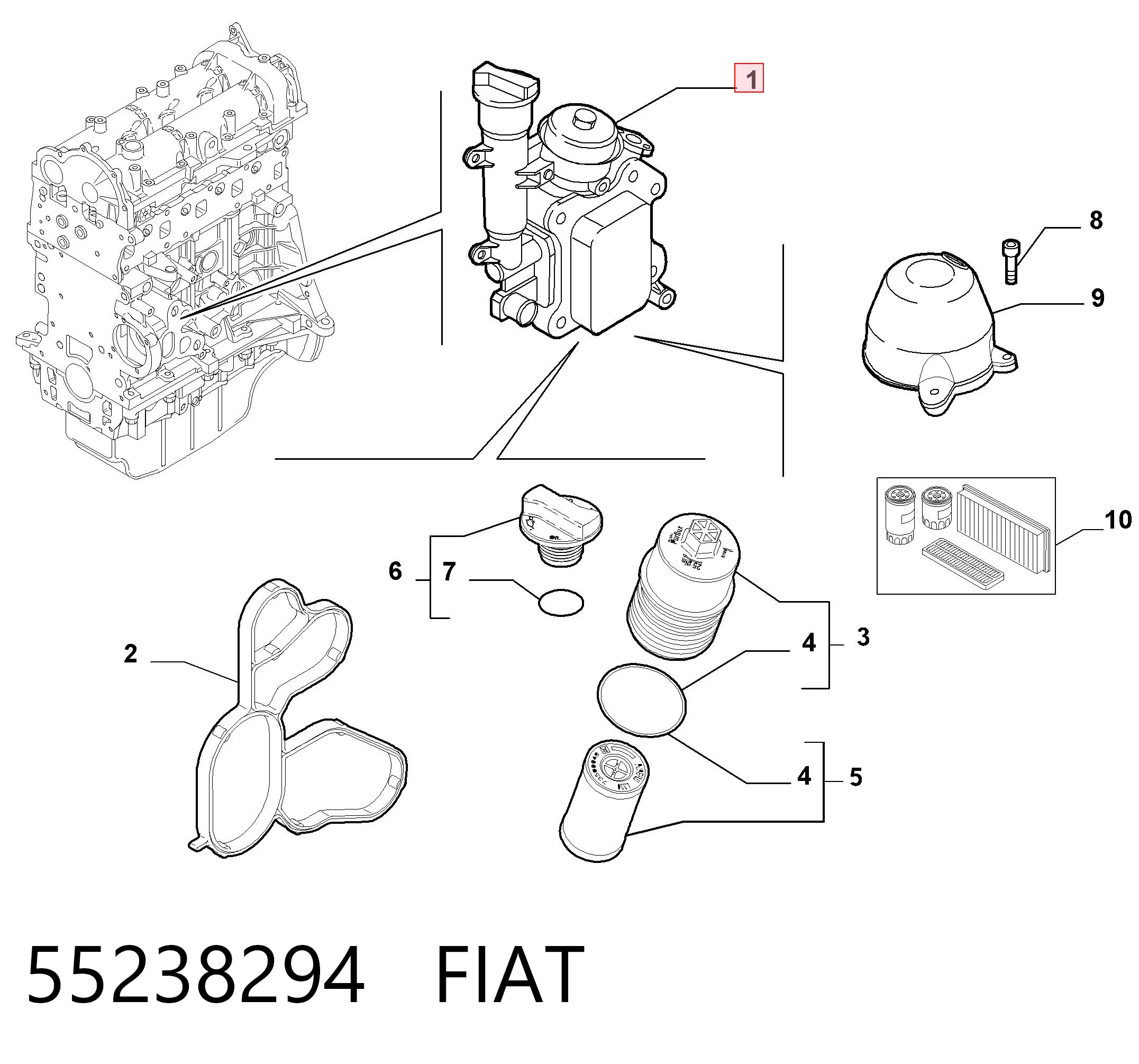 55238294 Fiat/Alfa/Lancia Obudowa filtra oleju