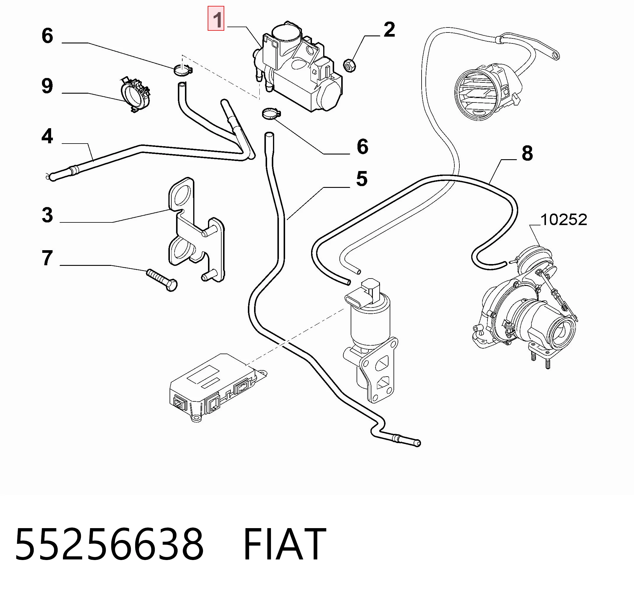 55256638 Fiat/Alfa/Lancia Przetwornik ciśnienia (solenoid) doładowania