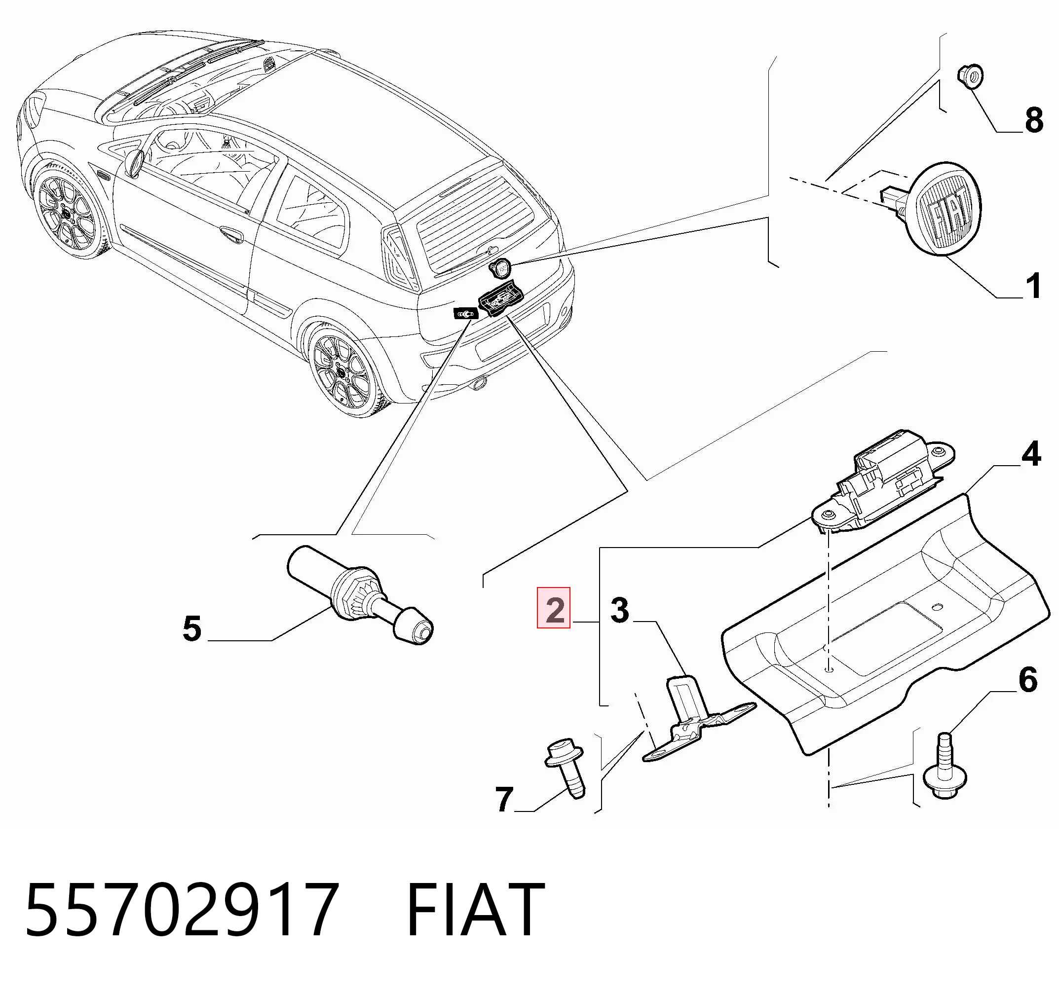 55702917 Fiat/Alfa/Lancia Zamek klapy bagażnika (3/5 drzwi tylnych)