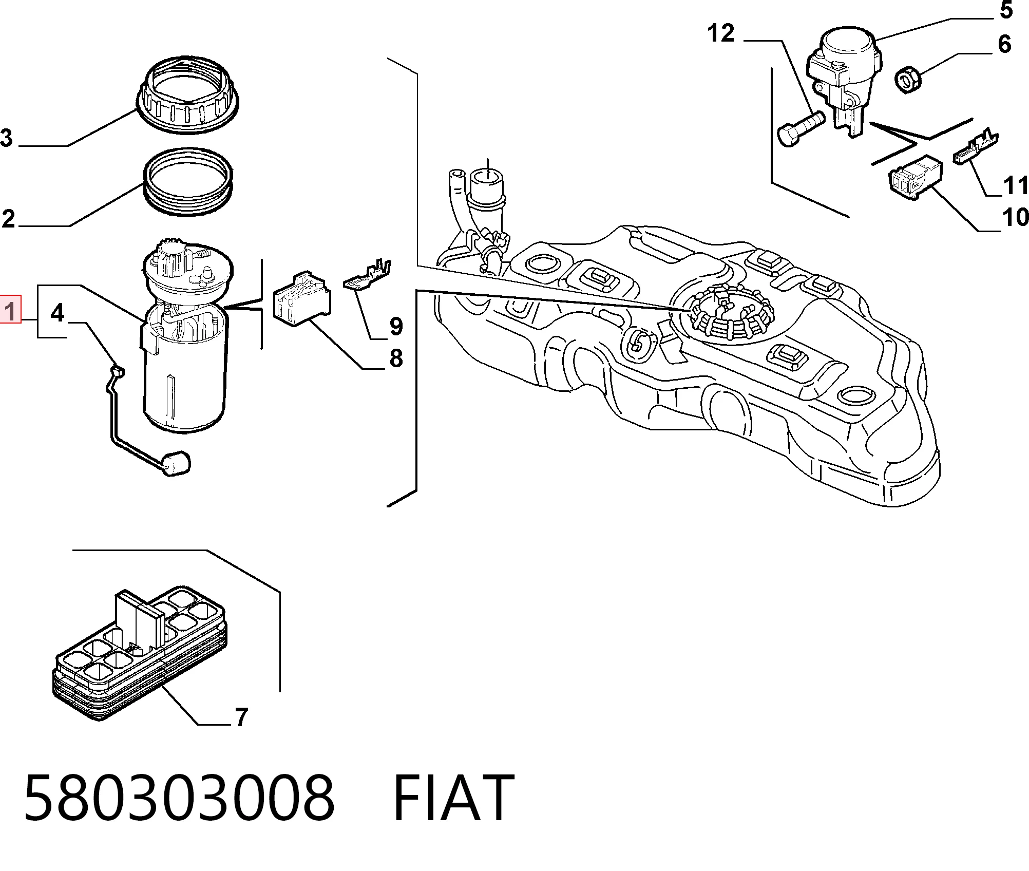 580303008 Fiat/Alfa/Lancia Moduł pompy paliwowej z czujnikiem poziomu paliwa
