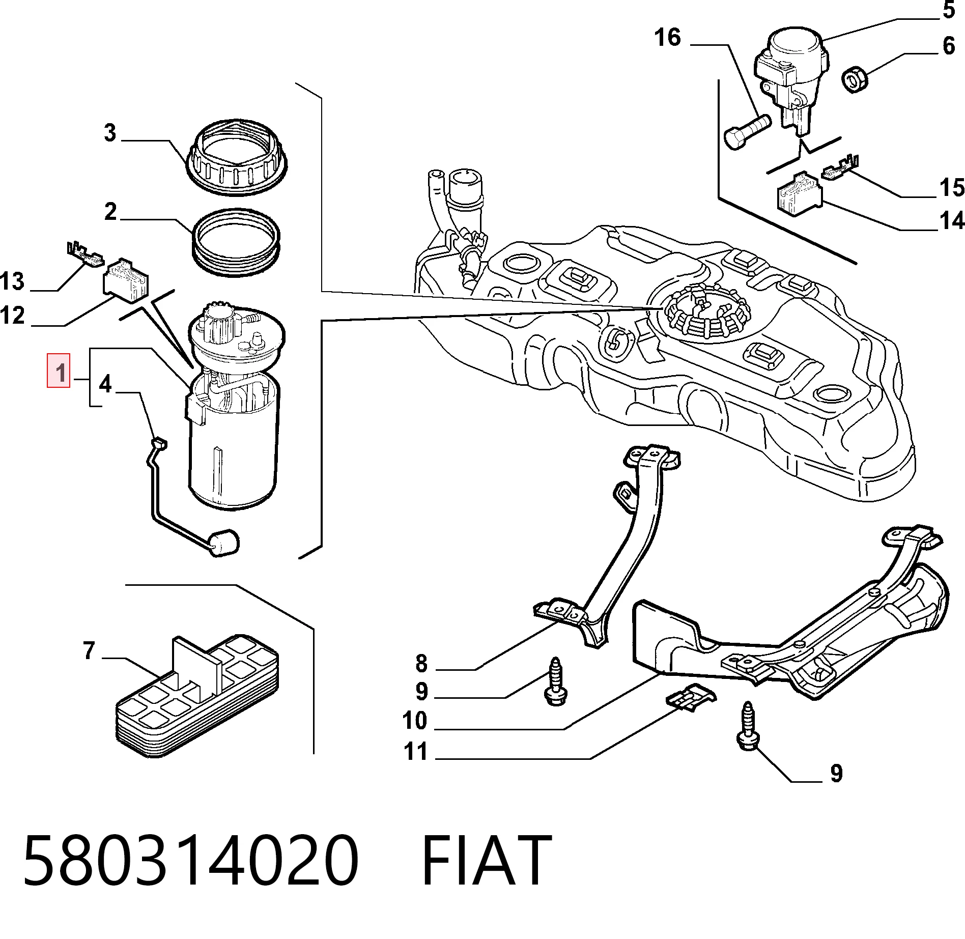 Moduł pompy paliwowej z czujnikiem poziomu paliwa 580314020 Peugeot/Citroen