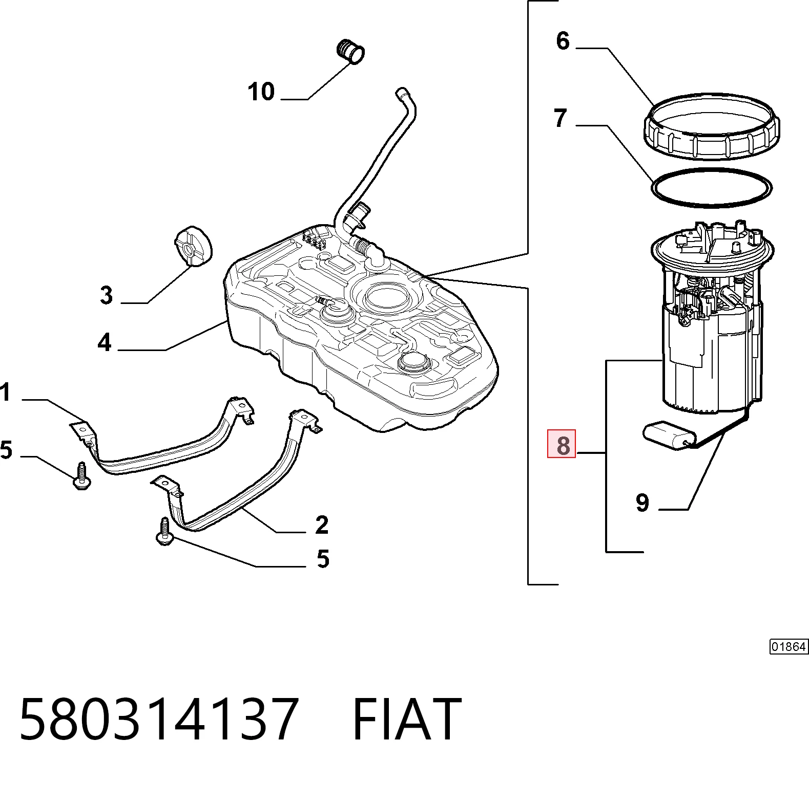 Moduł pompy paliwowej z czujnikiem poziomu paliwa Fiat Punto GRAND hatchback (199) (2005 - 2018) cena, od 71,30 USD
