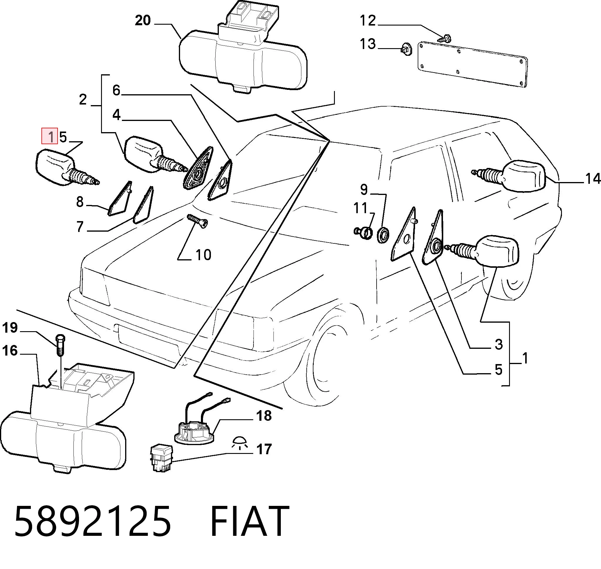 Lusterko wsteczne lewe Fiat Uno hatchback (146A) (1983 - 1996) cena, od 30,87 USD