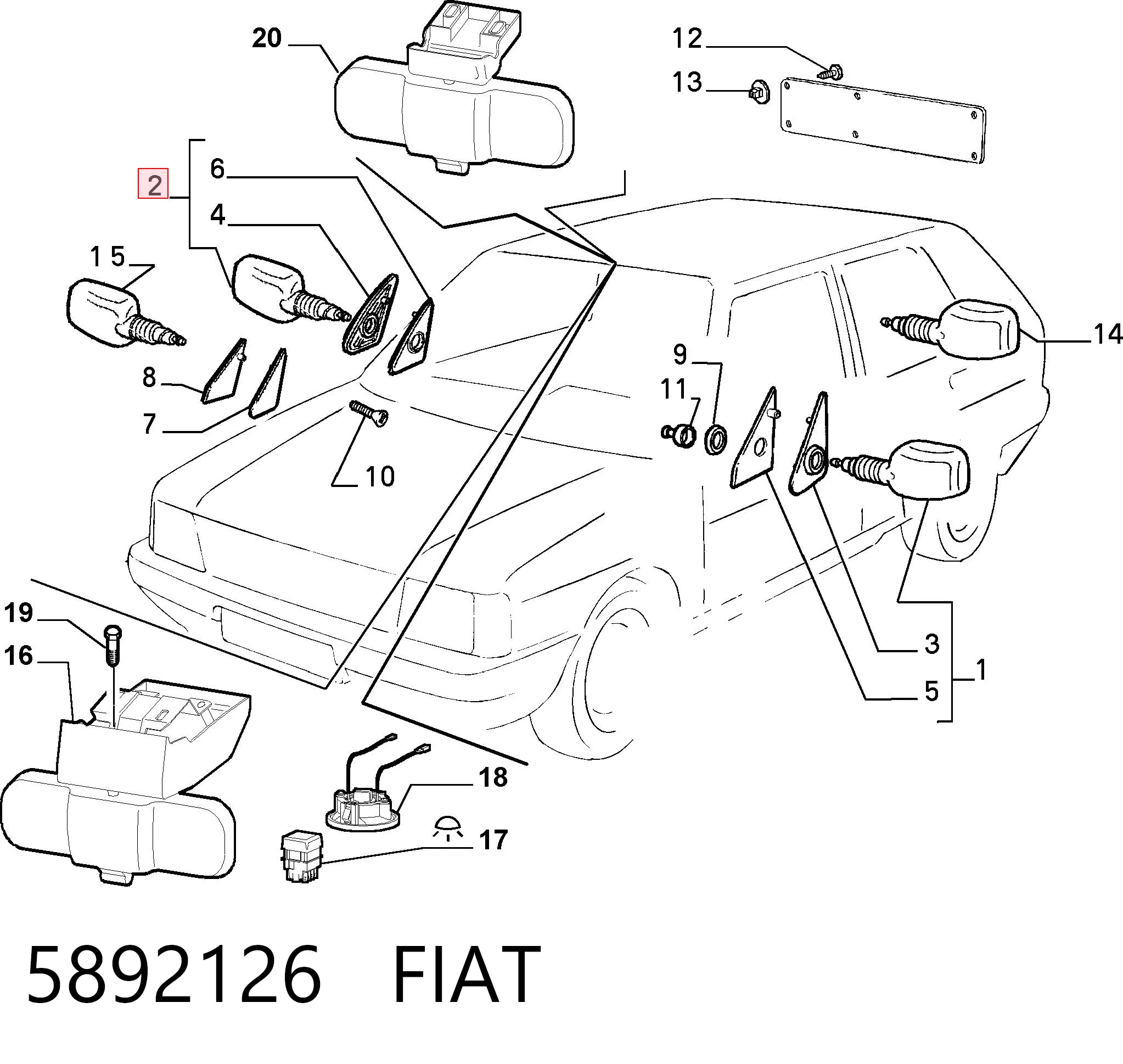  Lusterko wsteczne prawe Fiat Uno 