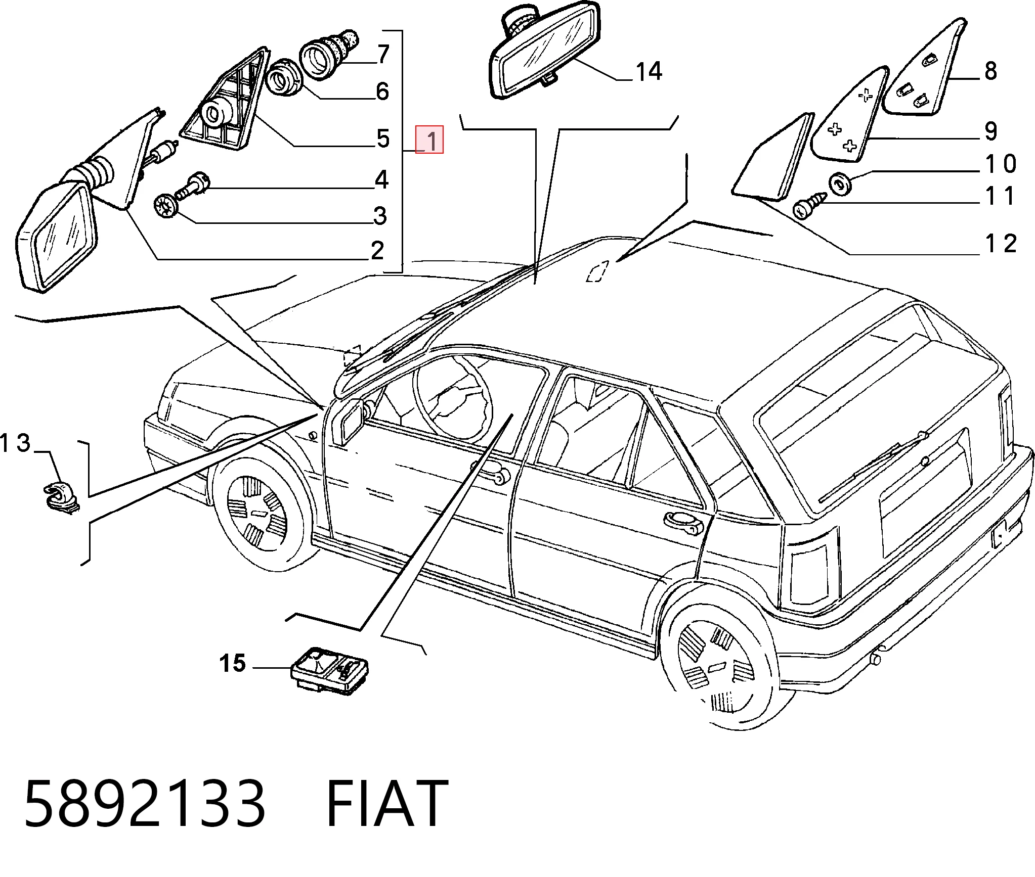 Do koszyka Lusterko wsteczne lewe Fiat Tempra  159