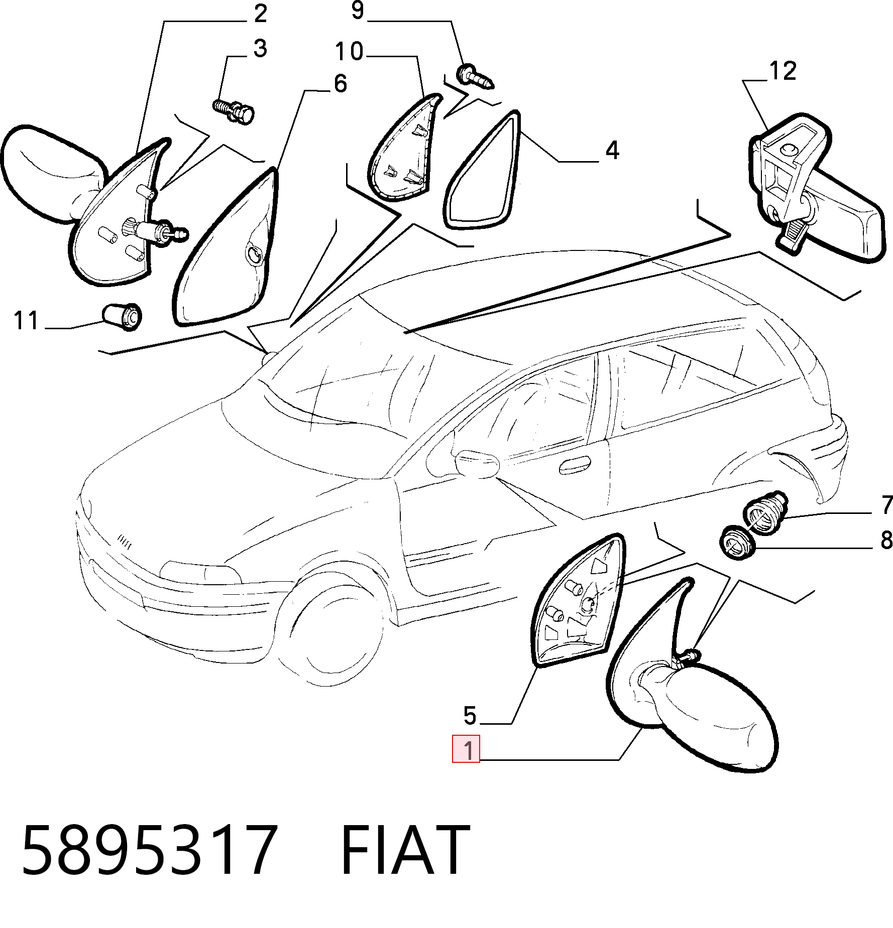 Lusterko wsteczne lewe do Fiat Punto I 176